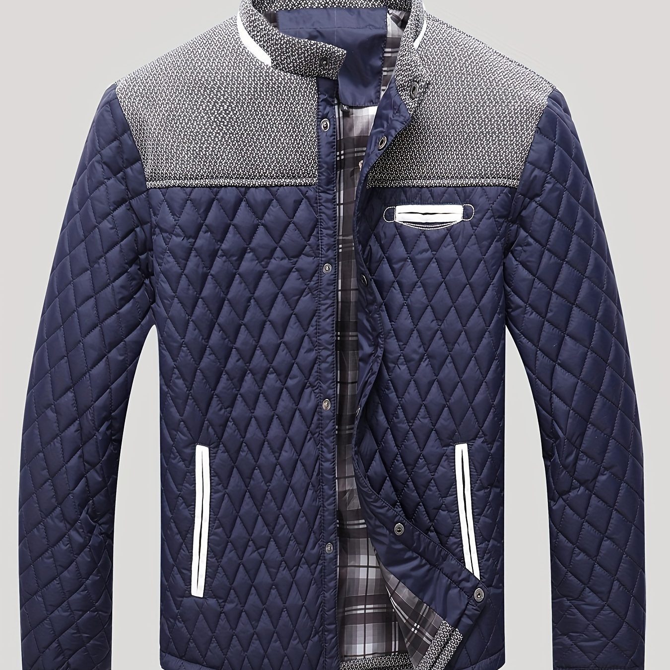 Men's Color Block Stand Collar Warm Jacket, Retro Trendy Thermal Jacket For Autumn Winter
Men's Color Block Stand Collar Warm Jacket, Retro Trendy Thermal Jacket For Autumn Winter