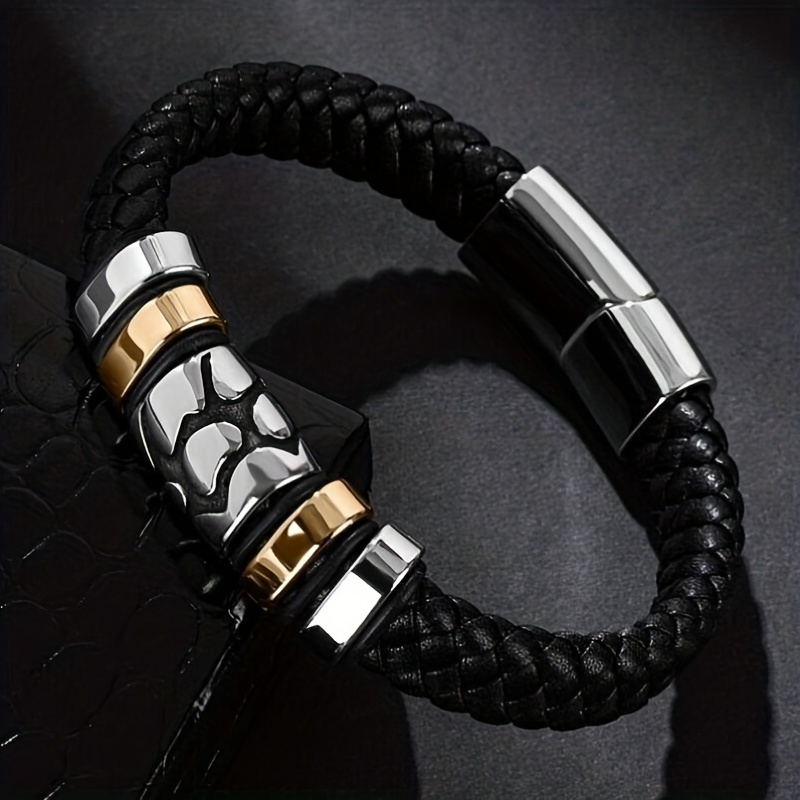 Men's Classic Black Braided Pu Leather Wrap Bracelet Metal Magnetic Buckle Fashion Personality Bracelet Casual Jewelry
Men's Classic Black Braided Pu Leather Wrap Bracelet Metal Magnetic Buckle Fashion Personality Bracelet Casual Jewelry
