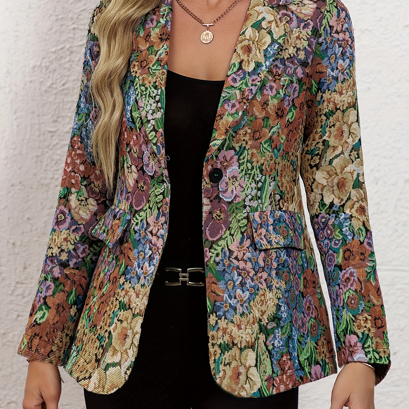 Vintage Floral Single Breasted Lapel Blazer, Elegant Long Sleeve Blazer For Work & Office, Women's Clothing
Vintage Floral Single Breasted Lapel Blazer, Elegant Long Sleeve Blazer For Work & Office, Women's Clothing