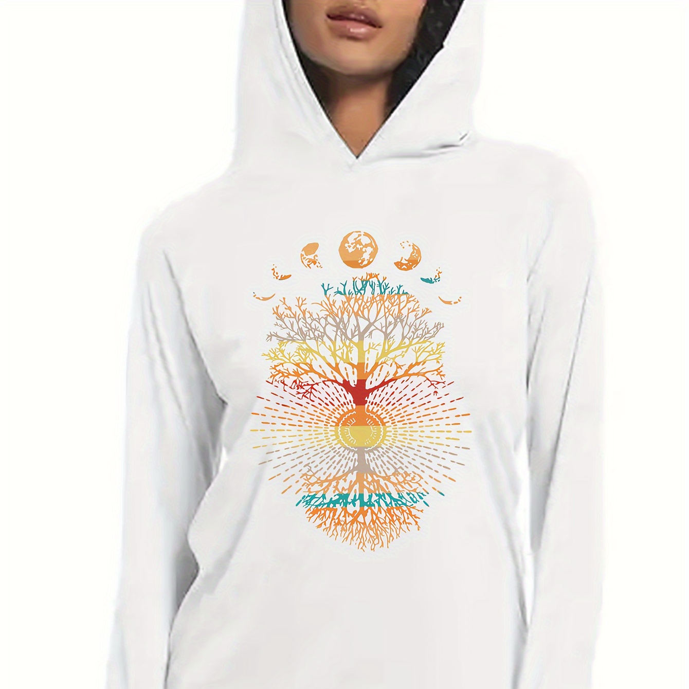Tree Print T-shirt, Long Sleeve Hooded Casual Top For Spring & Fall, Women's Clothing
Tree Print T-shirt, Long Sleeve Hooded Casual Top For Spring & Fall, Women's Clothing