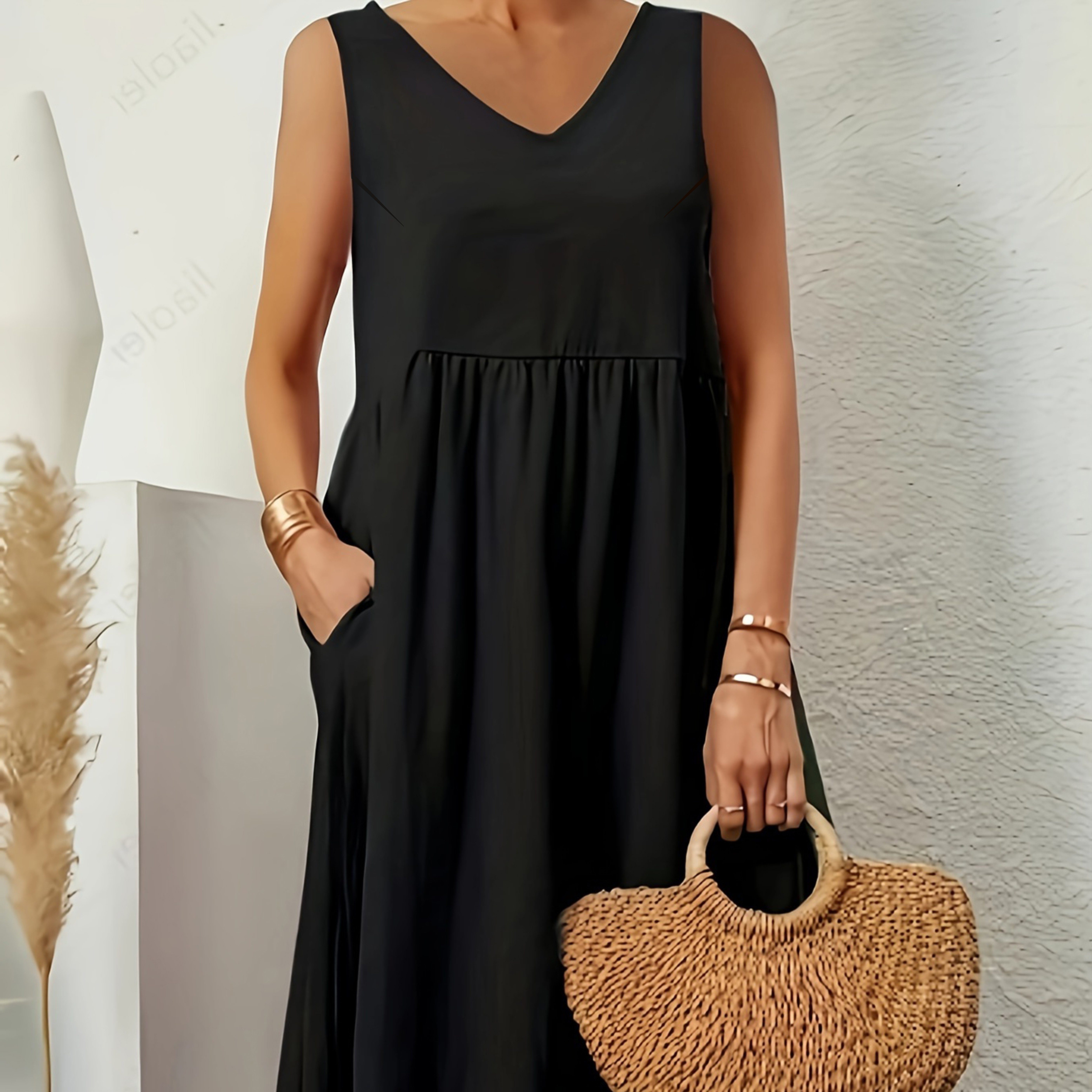 Robe décontractée sans manches à col en V et poches pour les saisons printemps et été, adaptée aux grandes tailles pour femmes
Robe décontractée sans manches à col en V et poches pour les saisons printemps et été, adaptée aux grandes tailles pour femmes