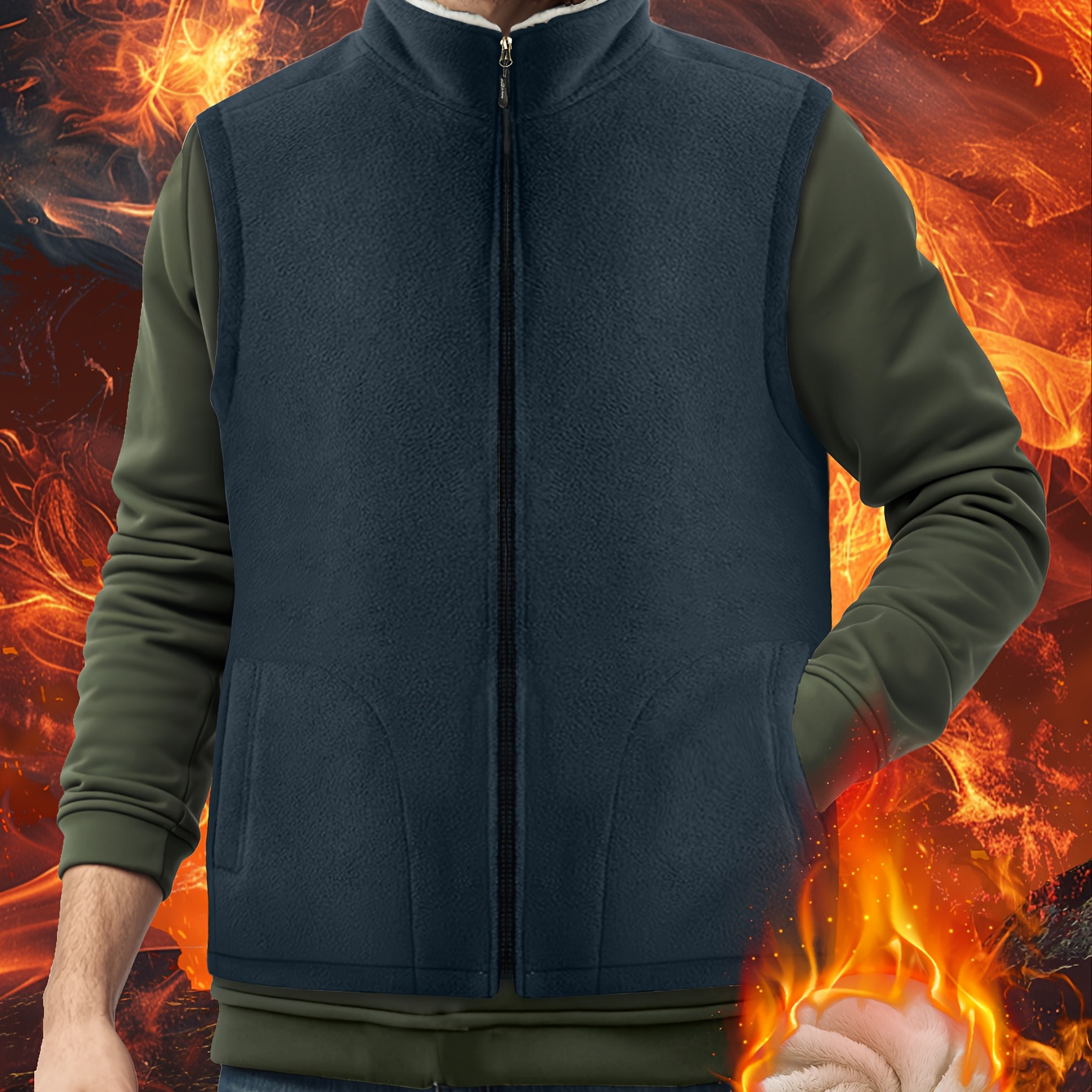 1pc Men's Winter Fleece Vest - Casual Stand Collar Sleeveless Jacket With Pockets, 100% Polyester Knit Fabric, Solid Color, Non-stretch, Regular Fit For Fall/winter,
1pc Men's Winter Fleece Vest - Casual Stand Collar Sleeveless Jacket With Pockets, 100% Polyester Knit Fabric, Solid Color, Non-stretch, Regular Fit For Fall/winter,