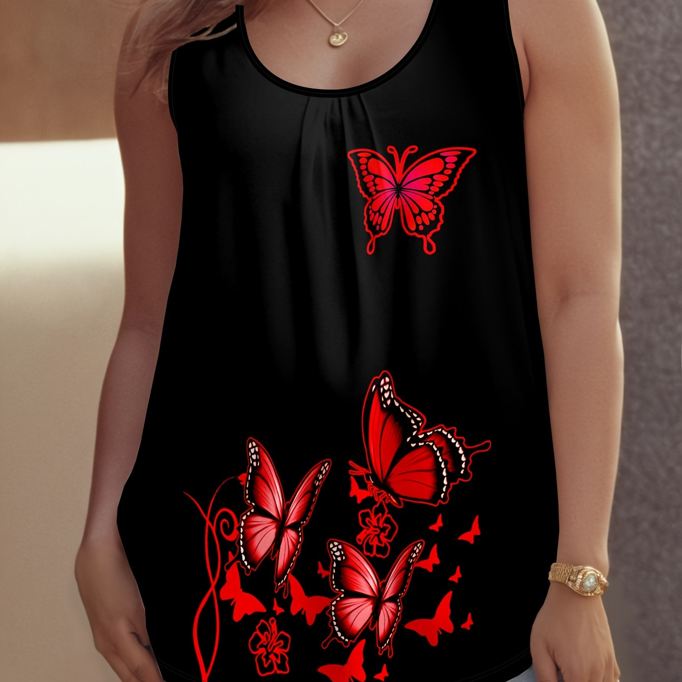 Women's Summer Sleeveless Tank Top, 3d Flower Print, Polyester 95% Spandex 5% Knit Fabric, Crew Neck Strapless Vest, Stretch, Plus Size
Women's Summer Sleeveless Tank Top, 3d Flower Print, Polyester 95% Spandex 5% Knit Fabric, Crew Neck Strapless Vest, Stretch, Plus Size