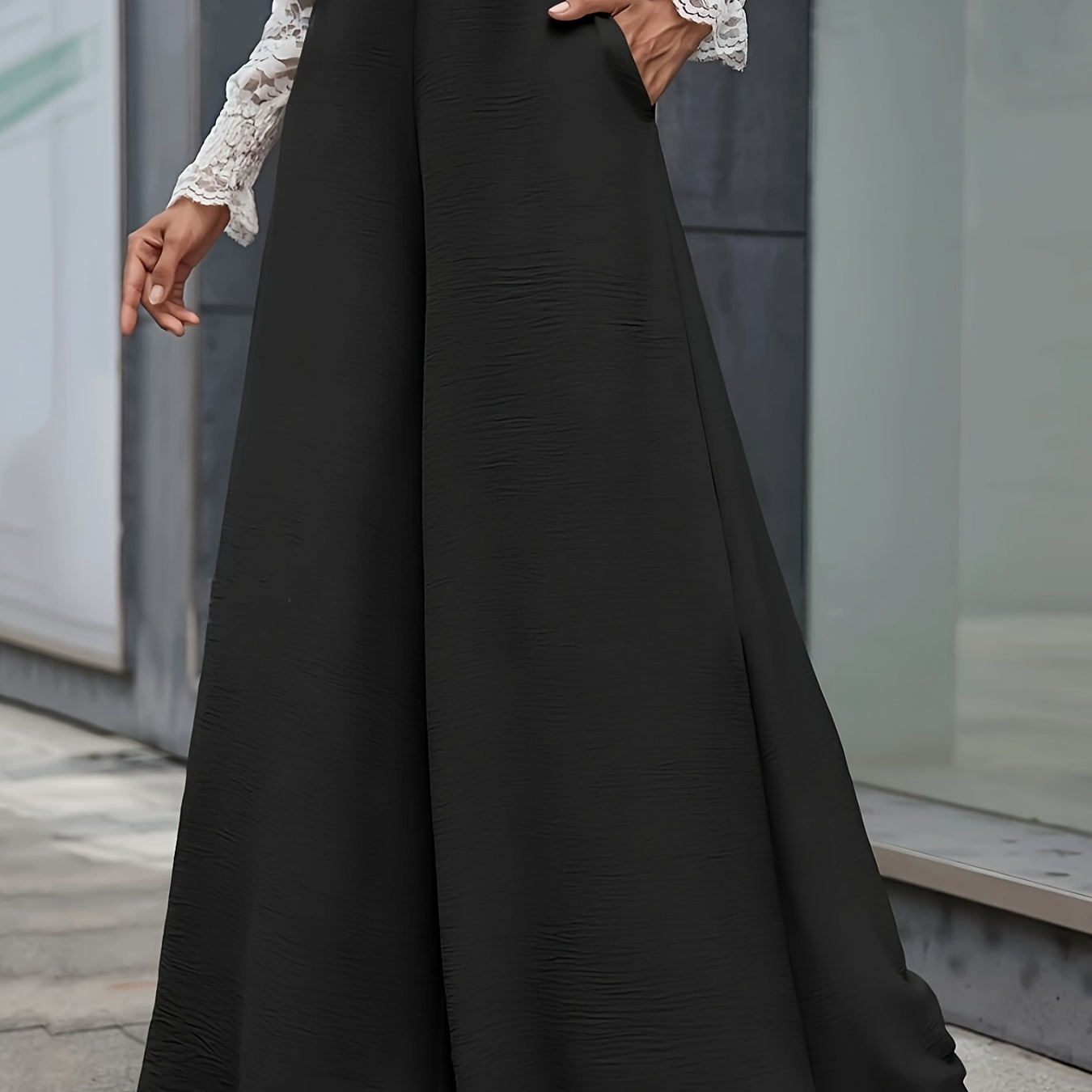 Slant Pockets Wide Leg Pants, Casual Loose High Waist Pants For Spring & Summer, Women's Clothing
Slant Pockets Wide Leg Pants, Casual Loose High Waist Pants For Spring & Summer, Women's Clothing