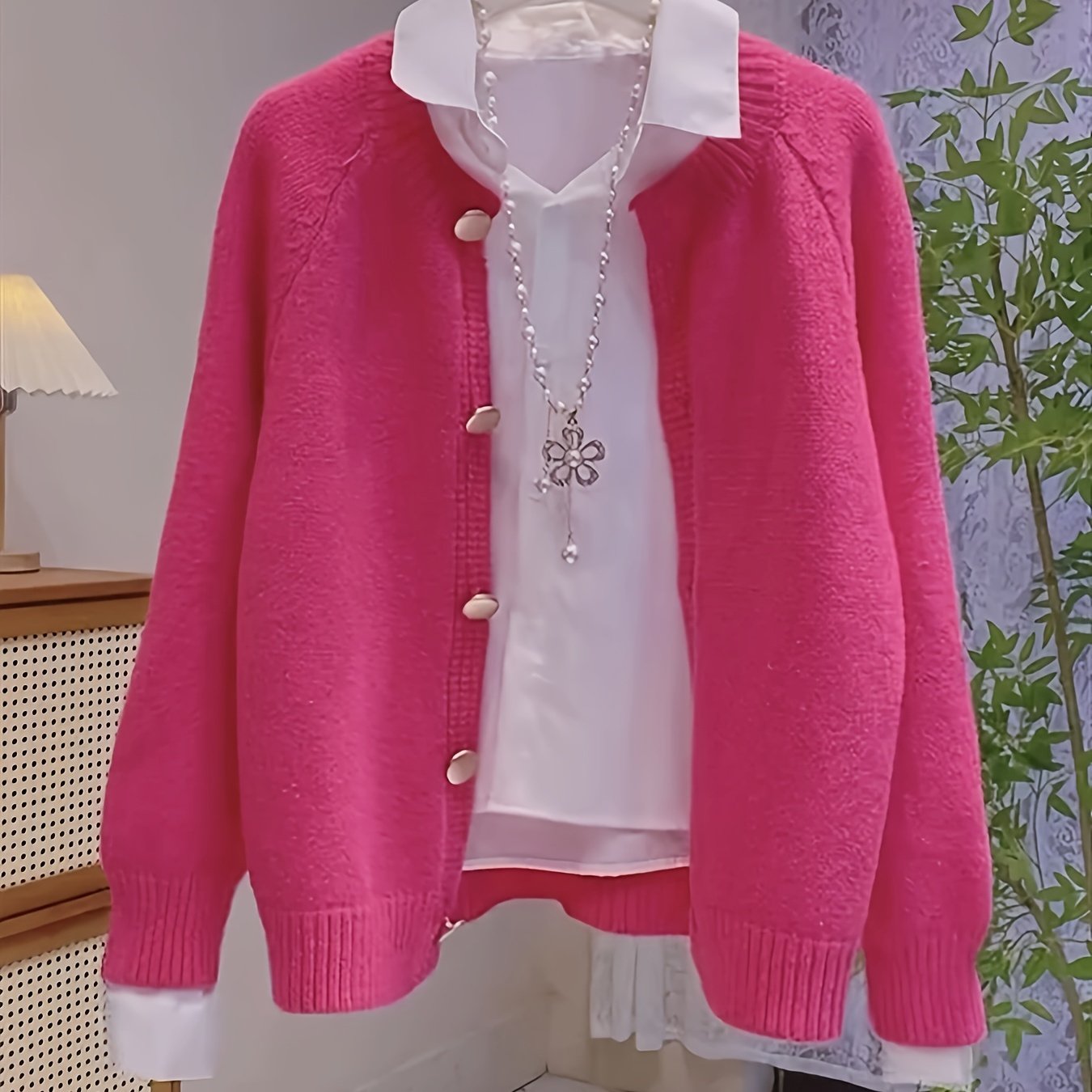 Chic Crew Neck Cardigan For Women, Polyester Knit Fabric, Solid Color, Long Sleeve, Button Detail, Medium Stretch, Regular Fit, Short Length, For Spring/fall Collection
Chic Crew Neck Cardigan For Women, Polyester Knit Fabric, Solid Color, Long Sleeve, Button Detail, Medium Stretch, Regular Fit, Short Length, For Spring/fall Collection