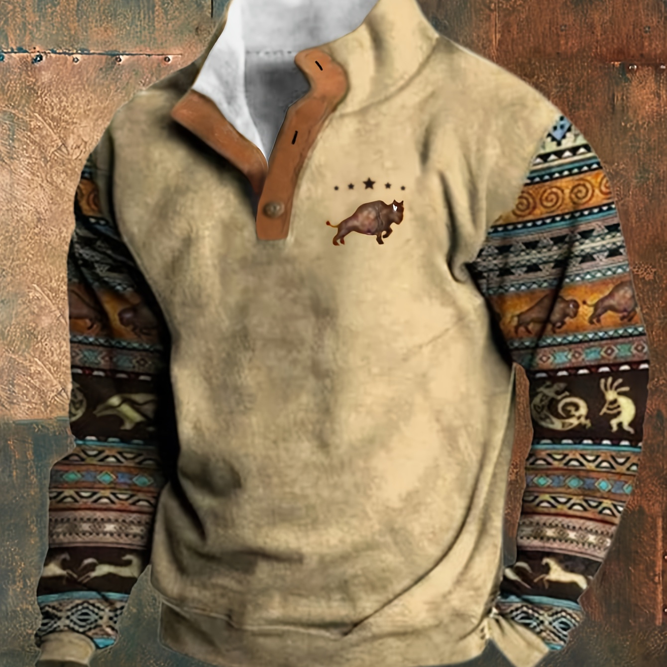 Men's Casual Printed Long-sleeve Stand Collar Button-down Shirt, Polyester Knit Fabric With Slight Stretch, Regular Fit, For Top
Men's Casual Printed Long-sleeve Stand Collar Button-down Shirt, Polyester Knit Fabric With Slight Stretch, Regular Fit, For Top