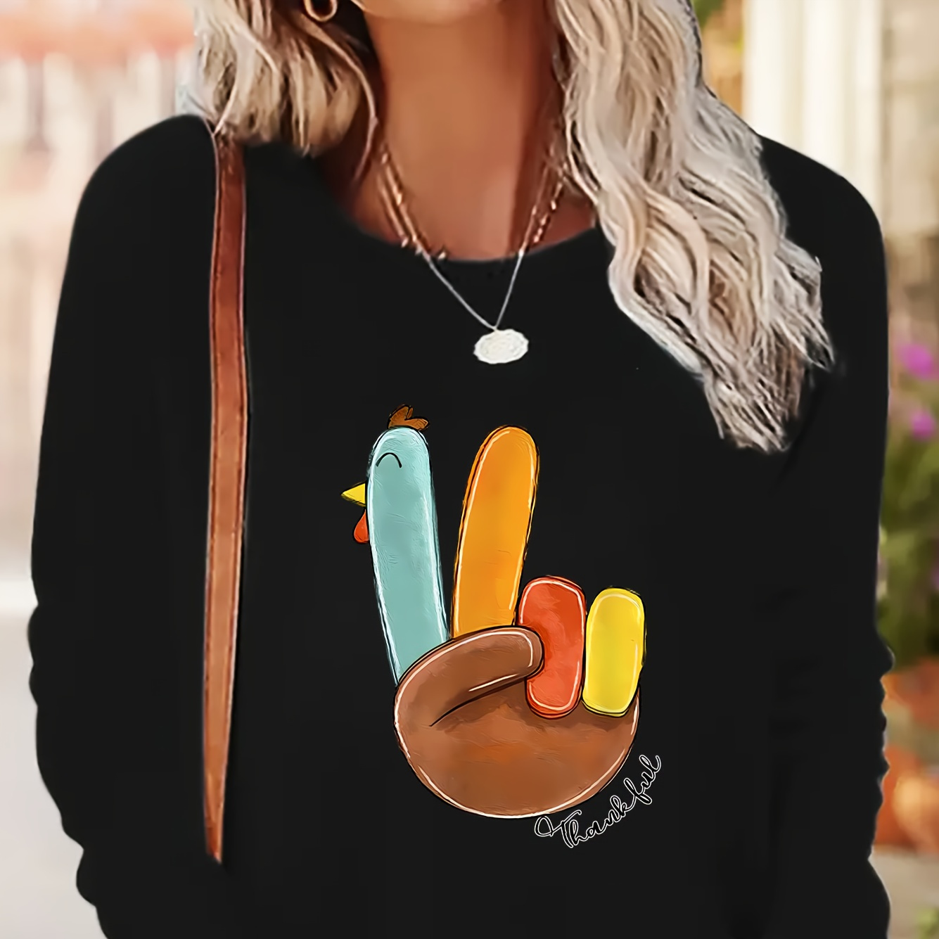 Women's Casual Long Sleeve T-shirt With Thanksgiving - Crew Neck, Soft Polyester, Machine Washable
Women's Casual Long Sleeve T-shirt With Thanksgiving - Crew Neck, Soft Polyester, Machine Washable