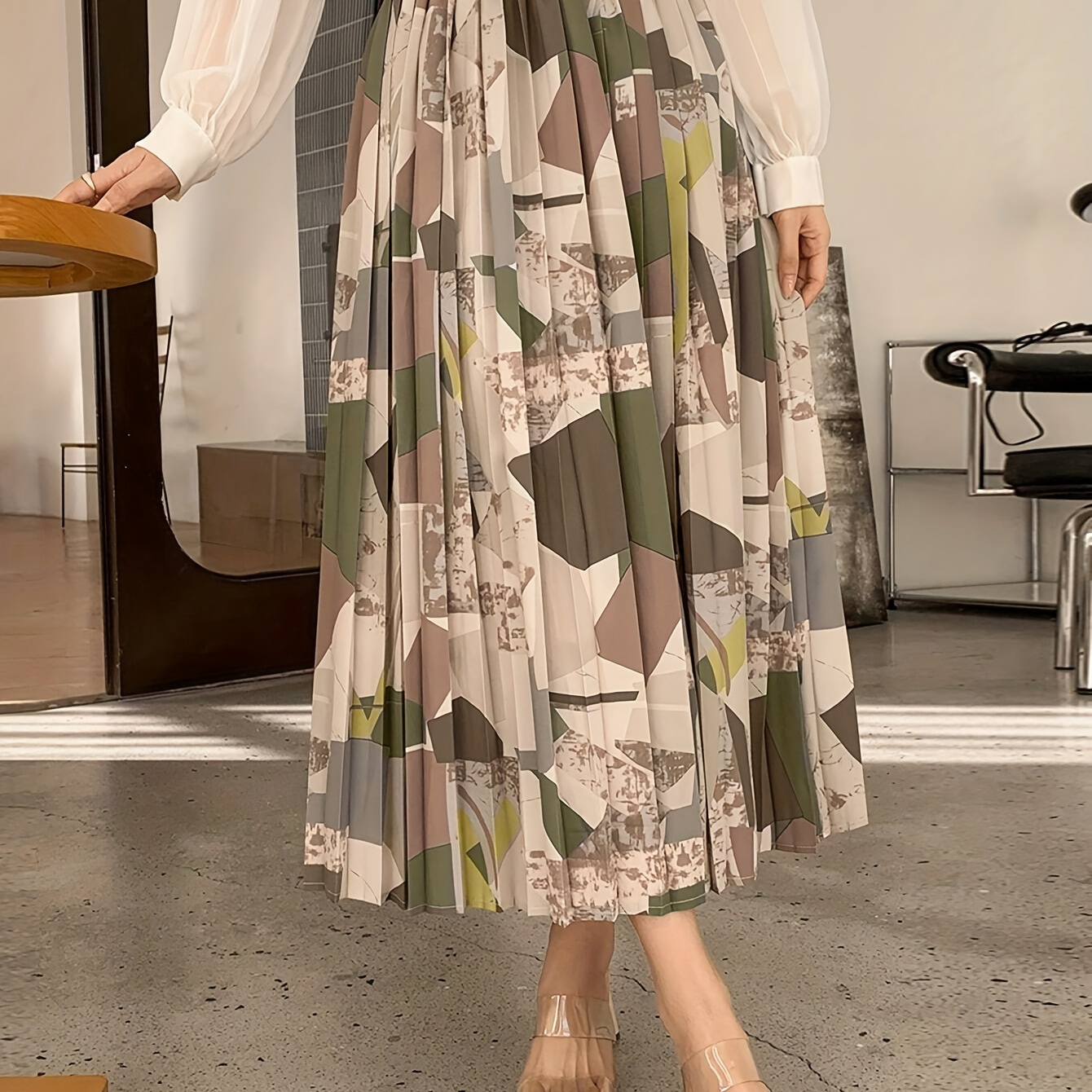 Elegant Geometric Pattern Pleated Midi Skirt For Women - , Fashion-, Non-stretch Polyester Fabric, Machine Washable - All , Wear|asymmetrical |
Elegant Geometric Pattern Pleated Midi Skirt For Women - , Fashion-, Non-stretch Polyester Fabric, Machine Washable - All , Wear|asymmetrical |