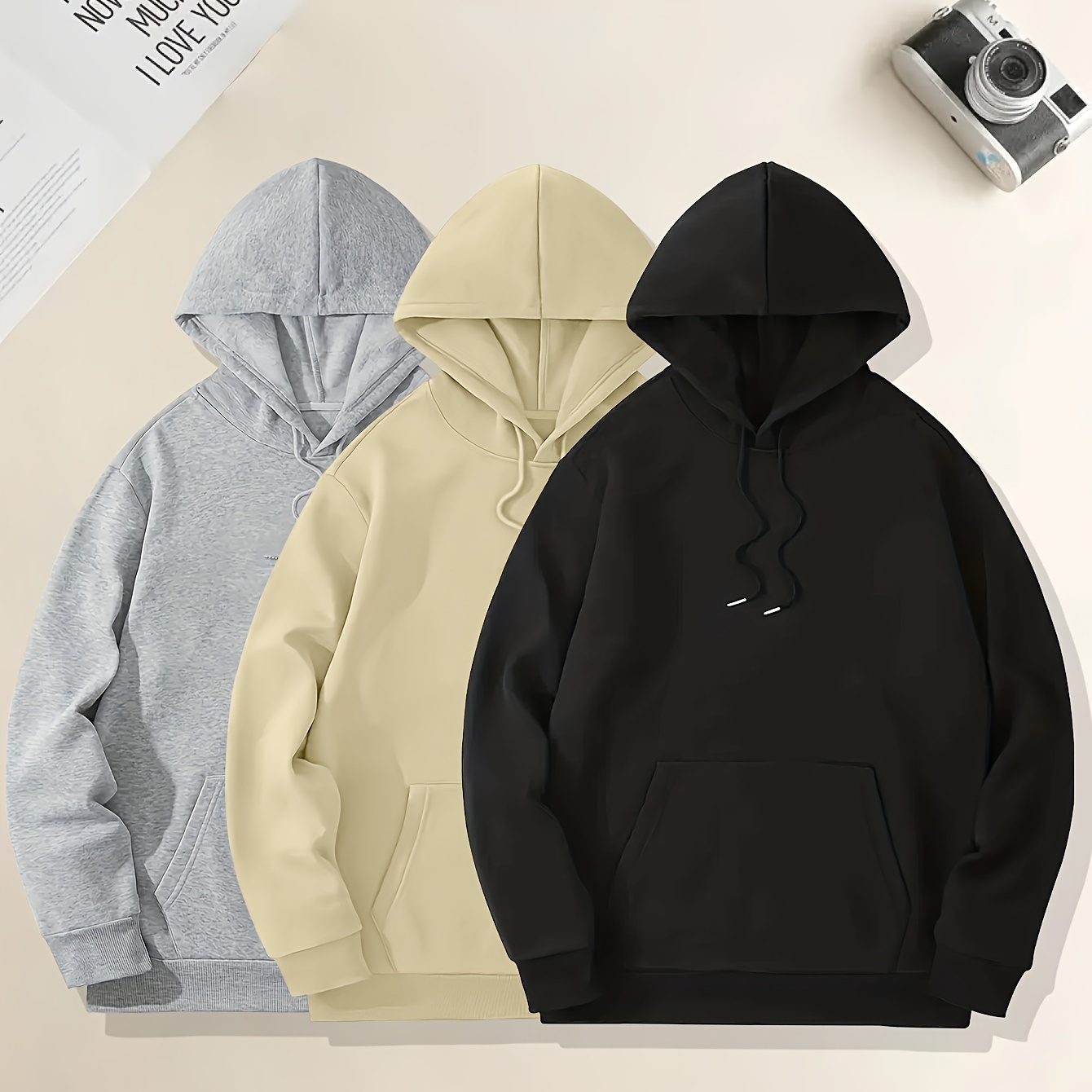3pcs Hoodies Set For Men, Men's Casual Solid Basic Hooded Sweatshirt Streetwear For Winter Fall, As Gifts
3pcs Hoodies Set For Men, Men's Casual Solid Basic Hooded Sweatshirt Streetwear For Winter Fall, As Gifts
