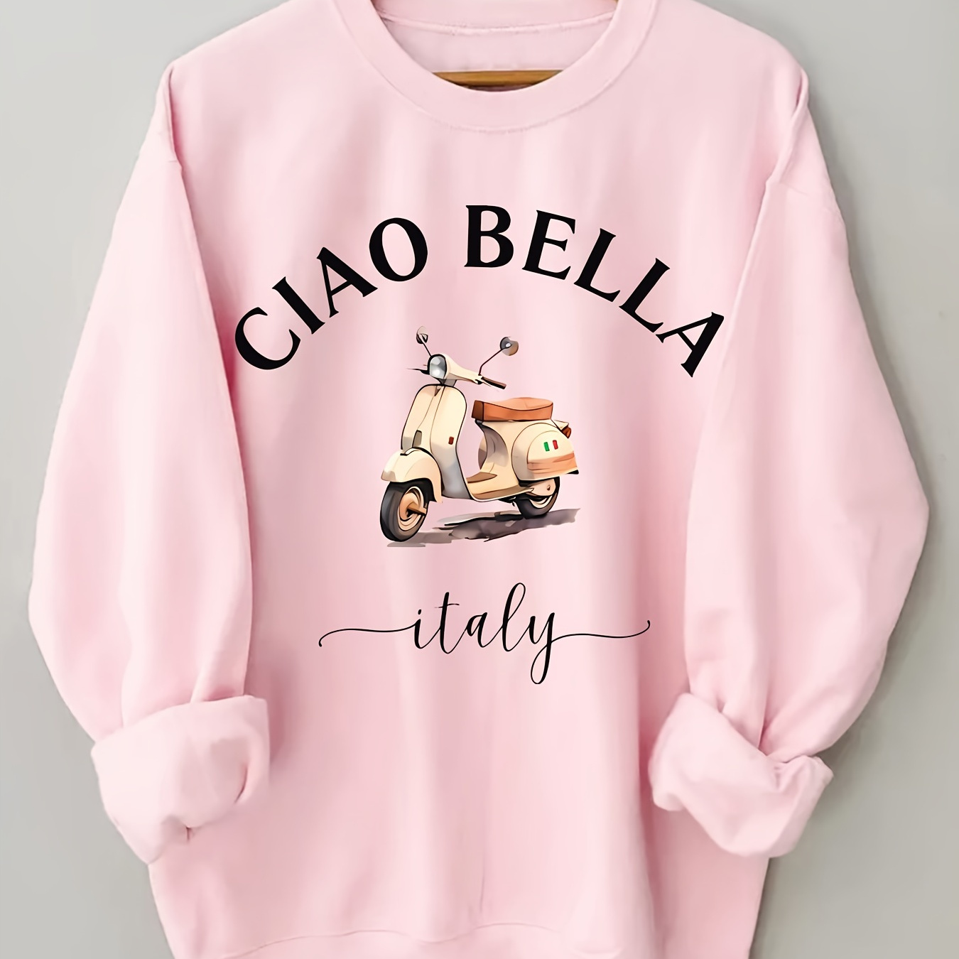 | Women's Casual Crew Neck Sweatshirt, 100% Polyester Knit Fabric, Long Sleeve Pullover With " Bella Italy" Alphabet Print For Fall/winter
| Women's Casual Crew Neck Sweatshirt, 100% Polyester Knit Fabric, Long Sleeve Pullover With " Bella Italy" Alphabet Print For Fall/winter