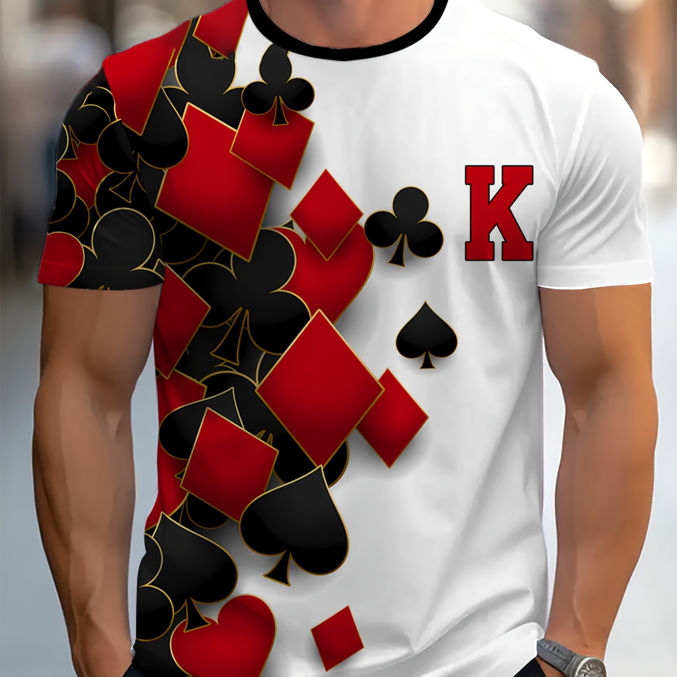 Men's Casual Crew Neck T-shirt With 3d , Geometric Pattern, Polyester Knit Fabric, Fit Tee
Men's Casual Crew Neck T-shirt With 3d , Geometric Pattern, Polyester Knit Fabric, Fit Tee