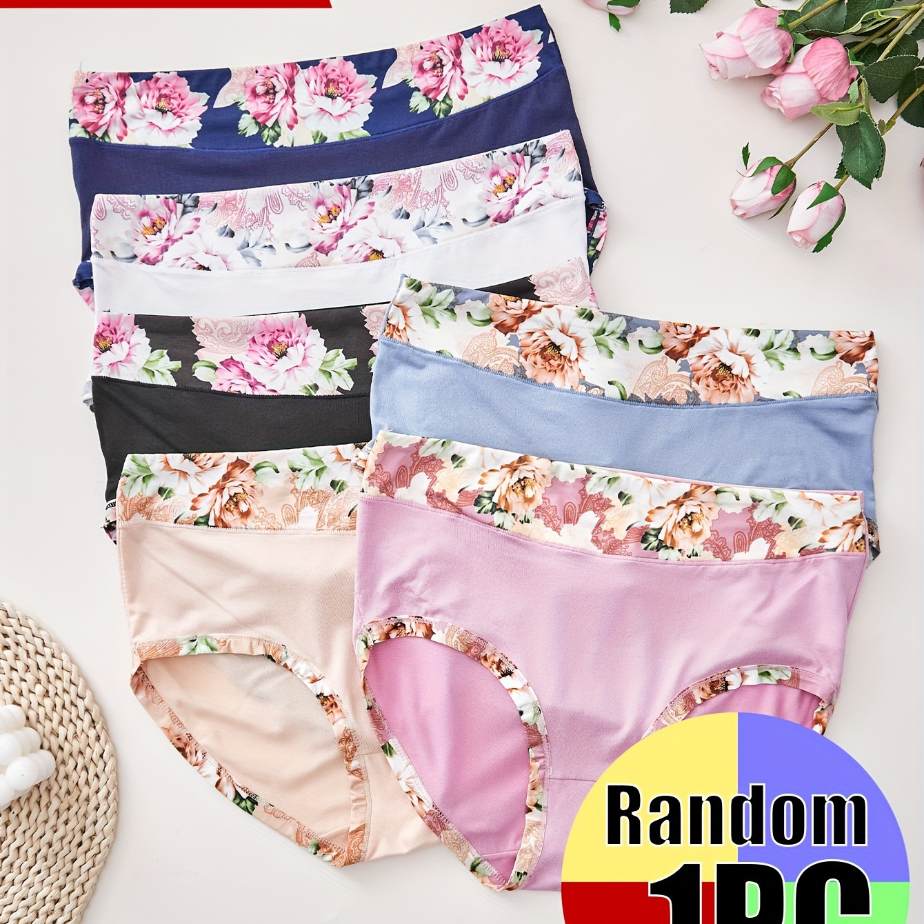 Plus Size Women's Comfortable Underwear - High Waist, Elegant Floral Print Panties With Belt Detail, Breathable Polyester
Plus Size Women's Comfortable Underwear - High Waist, Elegant Floral Print Panties With Belt Detail, Breathable Polyester