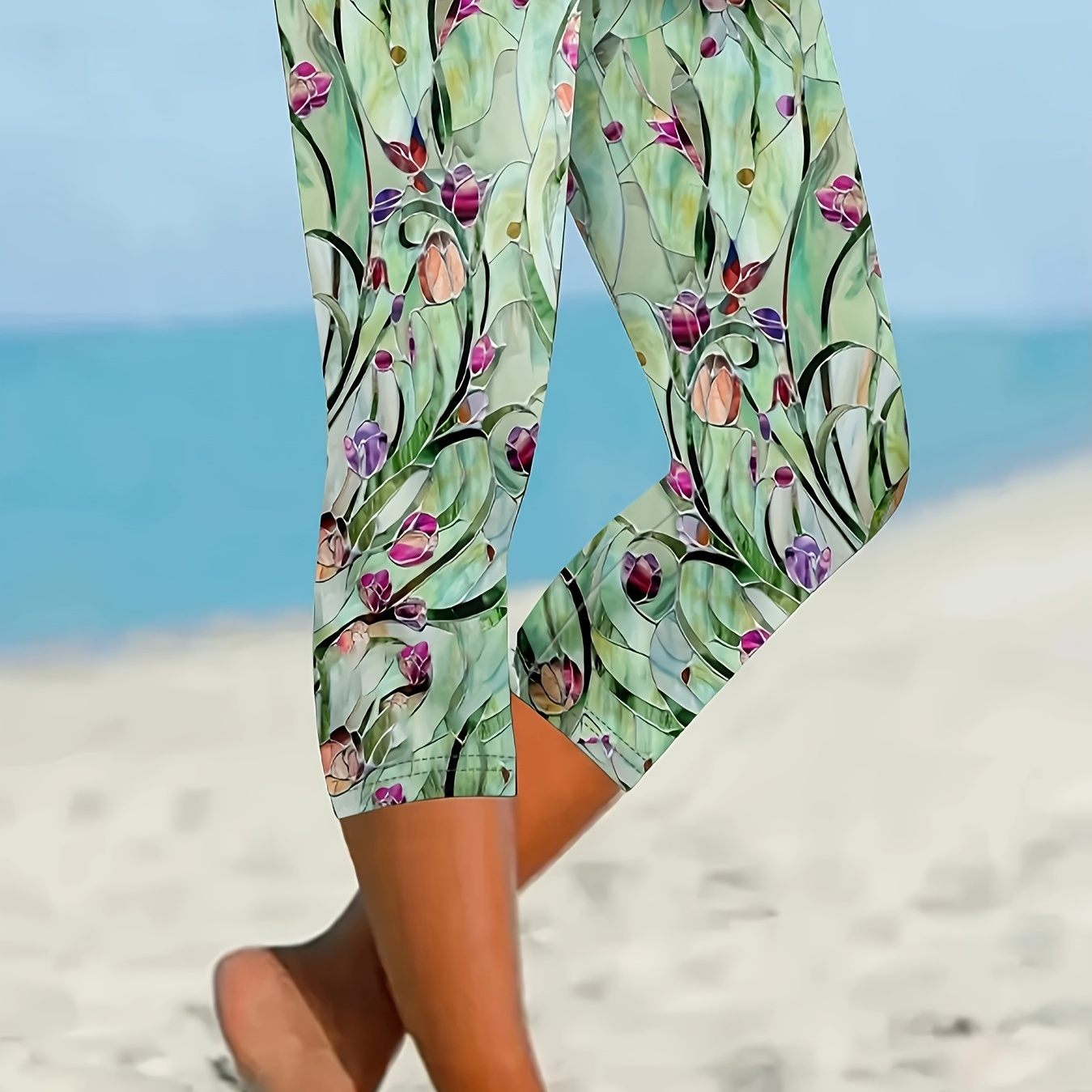 Floral Print Cropped Pants, Casual High Waist Slim Pants For Spring & Summer, Women's Clothing
Floral Print Cropped Pants, Casual High Waist Slim Pants For Spring & Summer, Women's Clothing