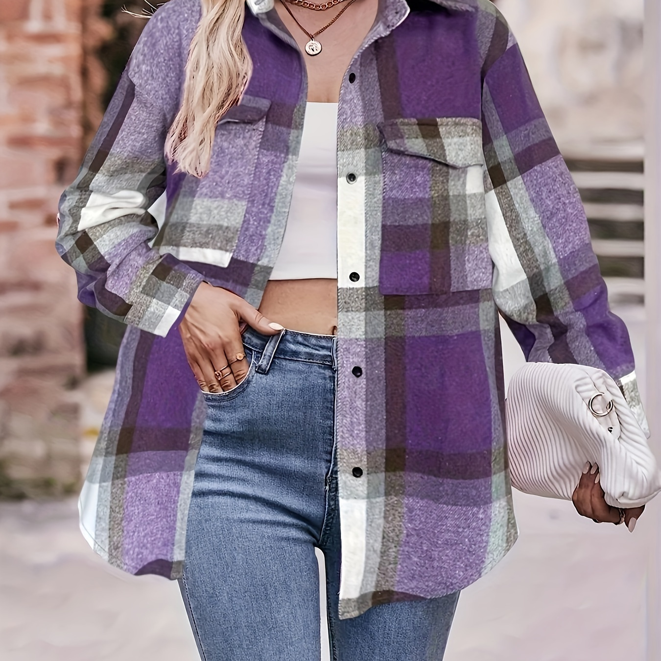 Plaid Pattern Button Front Shirt, Casual Long Sleeve Lapel Shirt For Spring & Fall, Women's Clothing
Plaid Pattern Button Front Shirt, Casual Long Sleeve Lapel Shirt For Spring & Fall, Women's Clothing