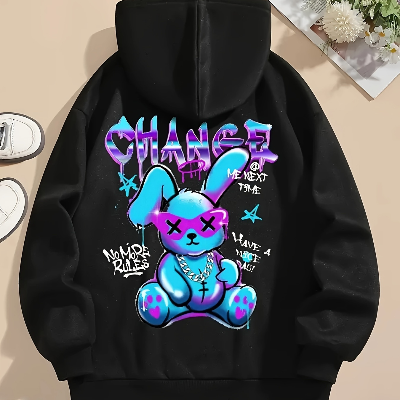 Hooded Sweatshirt For Women With Cartoon Rabbit Printed, Long Sleeve, Drawstring Design, Women's Clothing Suitable For Winter
Hooded Sweatshirt For Women With Cartoon Rabbit Printed, Long Sleeve, Drawstring Design, Women's Clothing Suitable For Winter