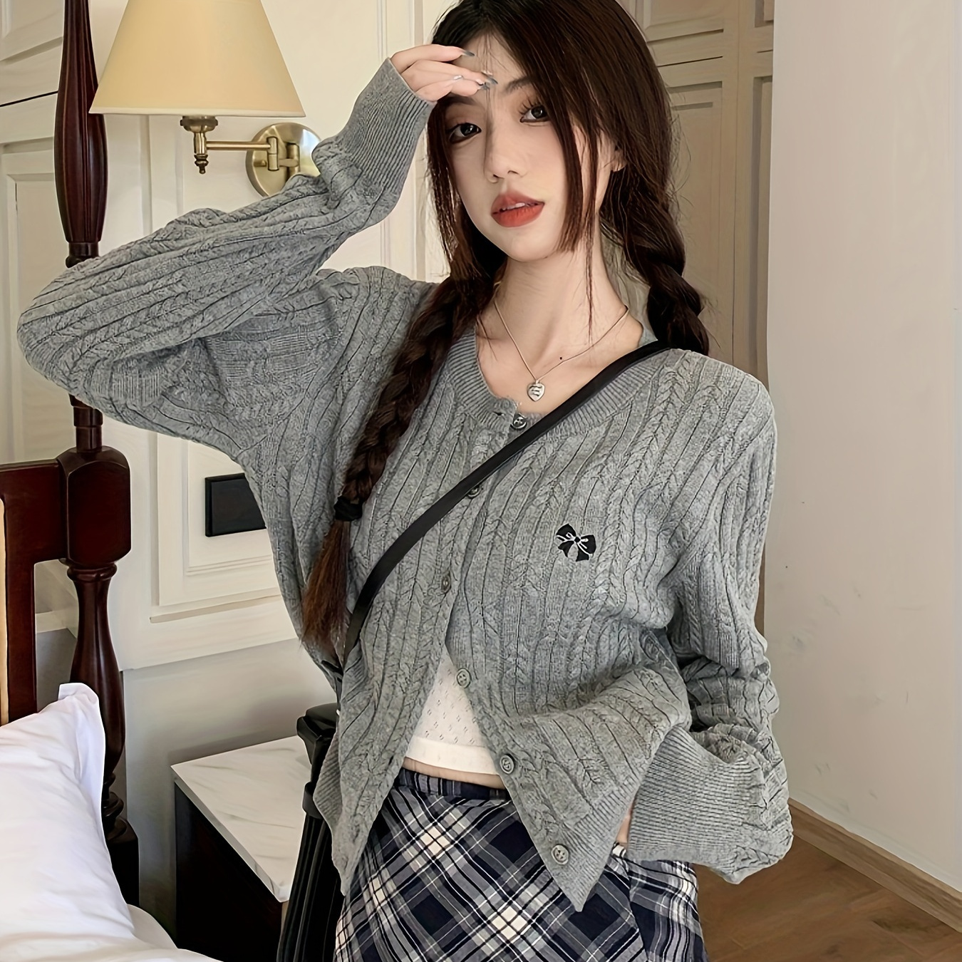 Women's Casual Knit Cardigan With Single-breasted Closure, Polyester Acrylic , Korean-, Regular Fit, Long Sleeve, No Belt, Autumn/winter
Women's Casual Knit Cardigan With Single-breasted Closure, Polyester Acrylic , Korean-, Regular Fit, Long Sleeve, No Belt, Autumn/winter