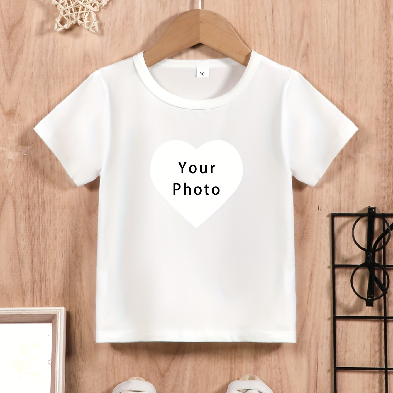Love Hearts & Customized Photo Print Girls Personalized Cotton Tees Creative Graphic Comfy & Breathable T-shirt Cartoon & Cute Tops
Love Hearts & Customized Photo Print Girls Personalized Cotton Tees Creative Graphic Comfy & Breathable T-shirt Cartoon & Cute Tops