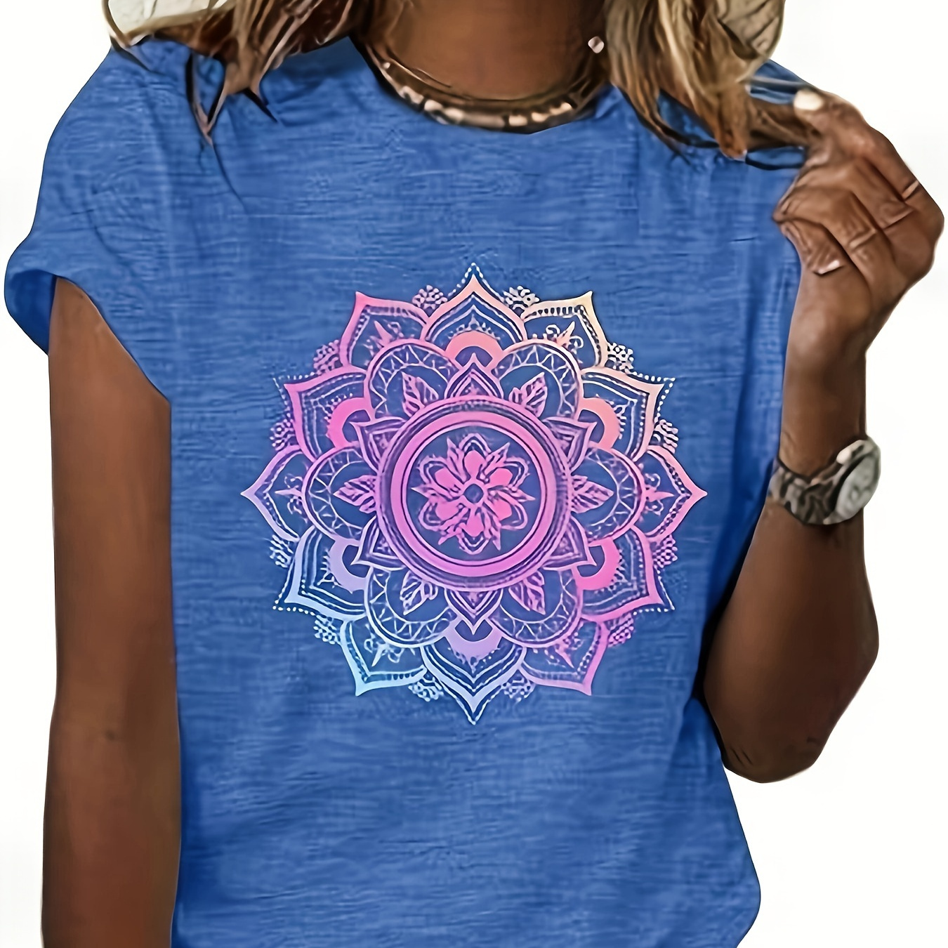 Floral Print Crew Neck T-shirt, Casual Short Sleeve Top For Spring & Summer, Women's Clothing
Floral Print Crew Neck T-shirt, Casual Short Sleeve Top For Spring & Summer, Women's Clothing