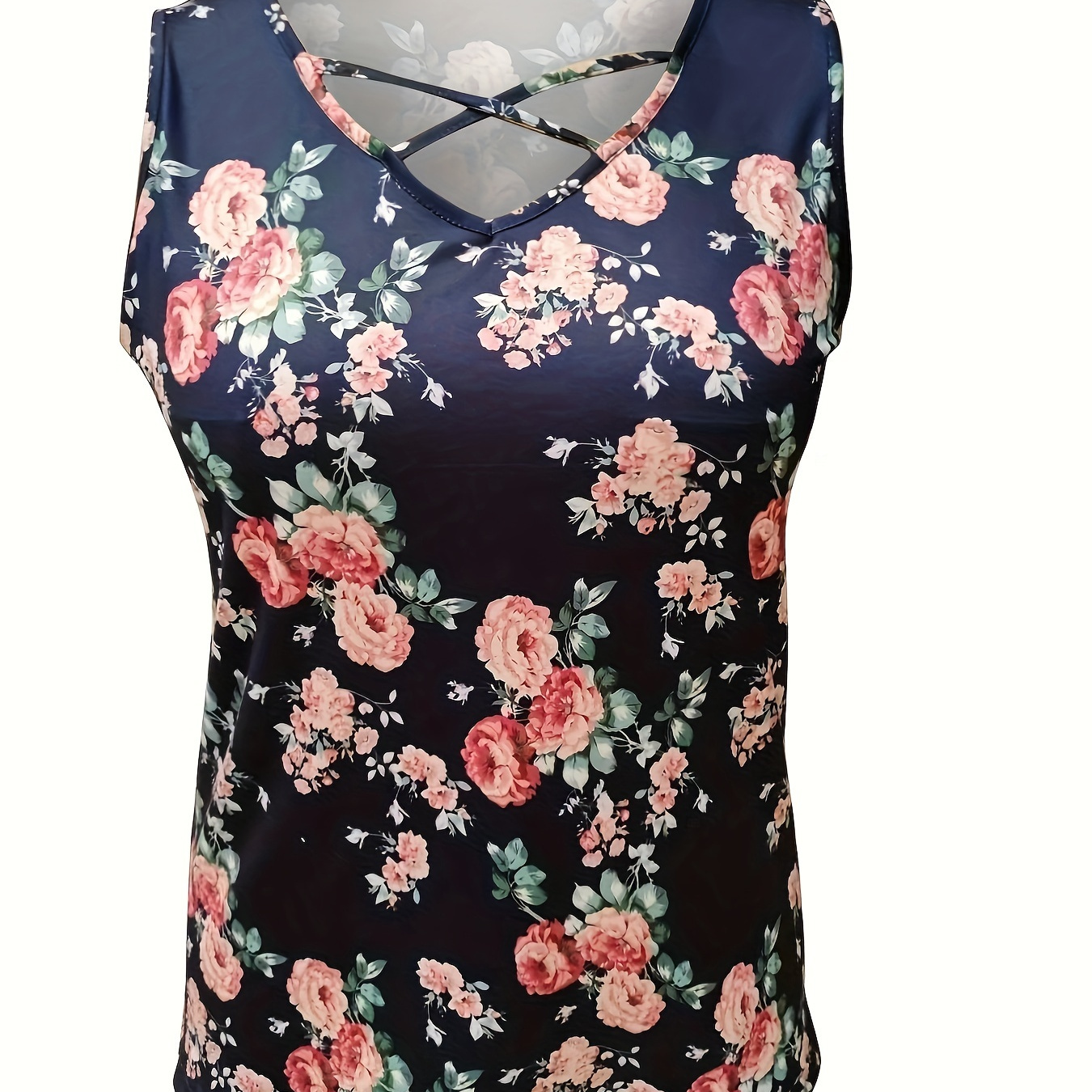 Plus Size Floral Print Tank Top, Casual Front Sleeveless Top For Summer, Women's Plus Size Clothing
Plus Size Floral Print Tank Top, Casual Front Sleeveless Top For Summer, Women's Plus Size Clothing