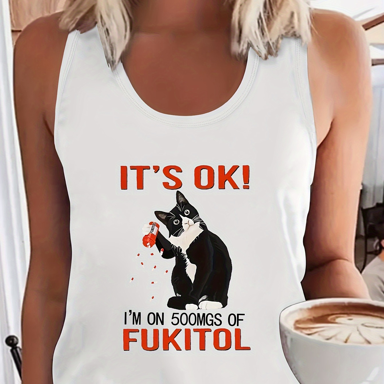 Letter & Cat Print Tank Top, Sleeveless Crew Neck Casual Top For Summer & Spring, Women's Clothing
Letter & Cat Print Tank Top, Sleeveless Crew Neck Casual Top For Summer & Spring, Women's Clothing