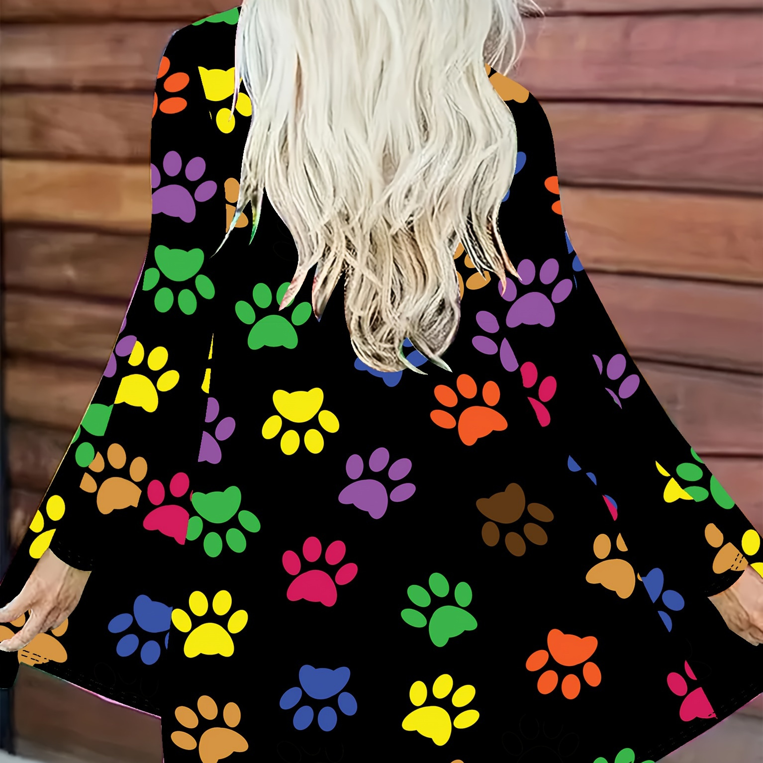 Plus Size Paw Print Open Front Top, Casual Long Sleeve Top For Spring & Fall, Women's Plus Size Clothing
Plus Size Paw Print Open Front Top, Casual Long Sleeve Top For Spring & Fall, Women's Plus Size Clothing