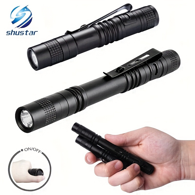 

Mini Led Flashlight With Clip - Portable Pen Light For Camping, Emergency, And Outdoor Walking (battery Not Included)