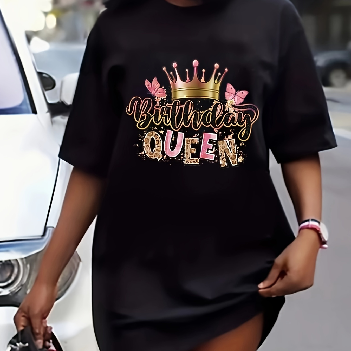 Birthday Queen Print Tee Dress, Short Sleeve Crew Neck Casual Dress For Summer & Spring, Women's Clothing
Birthday Queen Print Tee Dress, Short Sleeve Crew Neck Casual Dress For Summer & Spring, Women's Clothing