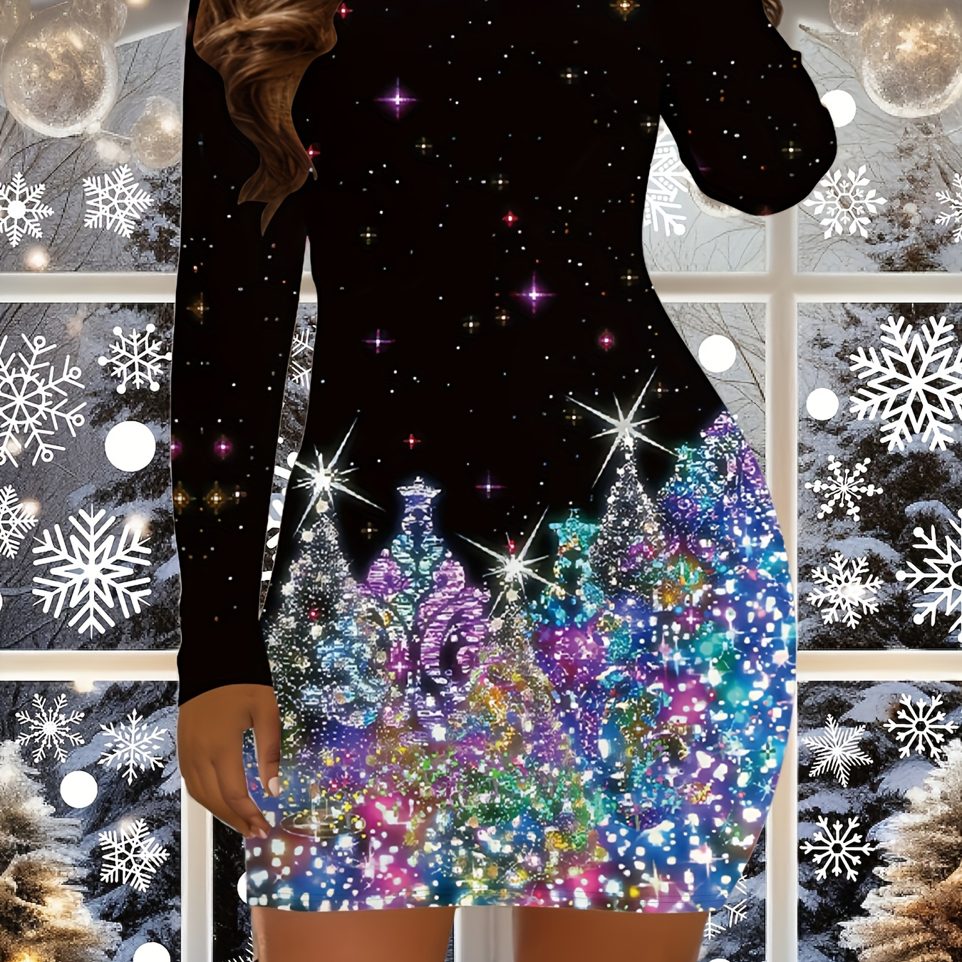 Women's Christmas Print Bodycon Dress - Casual Round Neck, High Stretch Polyester And Elastane , Machine Washable - Fall/winter Collection
Women's Christmas Print Bodycon Dress - Casual Round Neck, High Stretch Polyester And Elastane , Machine Washable - Fall/winter Collection