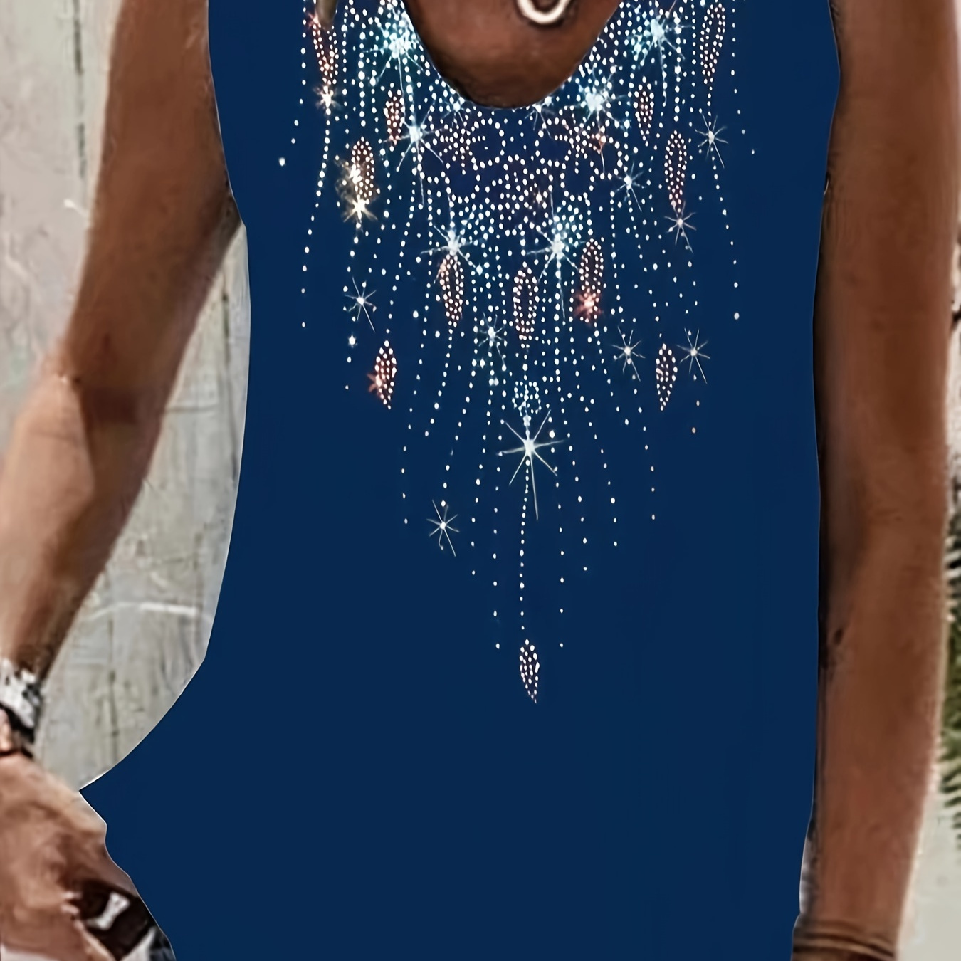 Plus Size Graphic Print Tank Top, Casual V Neck Sleeveless Top For Summer, Women's Plus Size Clothing
Plus Size Graphic Print Tank Top, Casual V Neck Sleeveless Top For Summer, Women's Plus Size Clothing