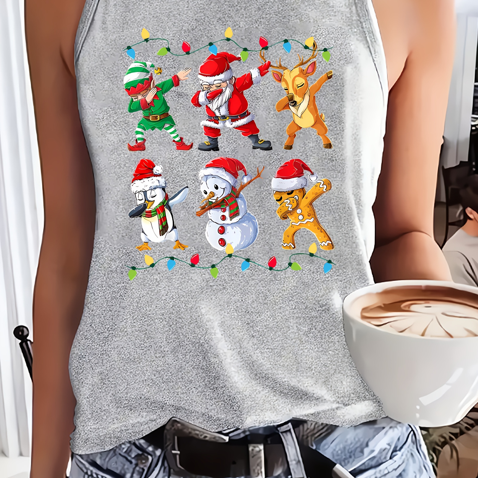 Women's Christmas Sleeveless Tank Top, Fit, Ladies Summer/ Sportswear, Polyester, Round , , Pattern, All
Women's Christmas Sleeveless Tank Top, Fit, Ladies Summer/ Sportswear, Polyester, Round , , Pattern, All