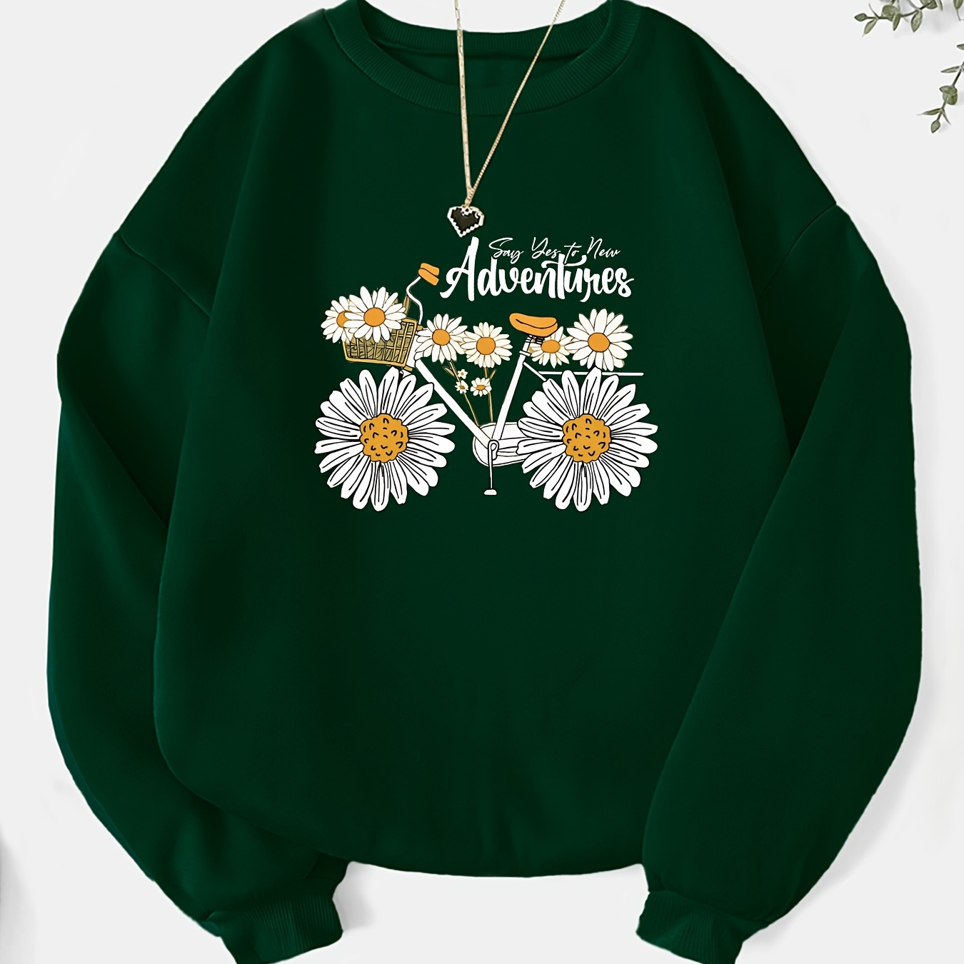 Floral Bicycle & Letter Print Sweatshirt, Casual Crew Neck Long Sleeve Sweatshirt, Women's Clothing
Floral Bicycle & Letter Print Sweatshirt, Casual Crew Neck Long Sleeve Sweatshirt, Women's Clothing