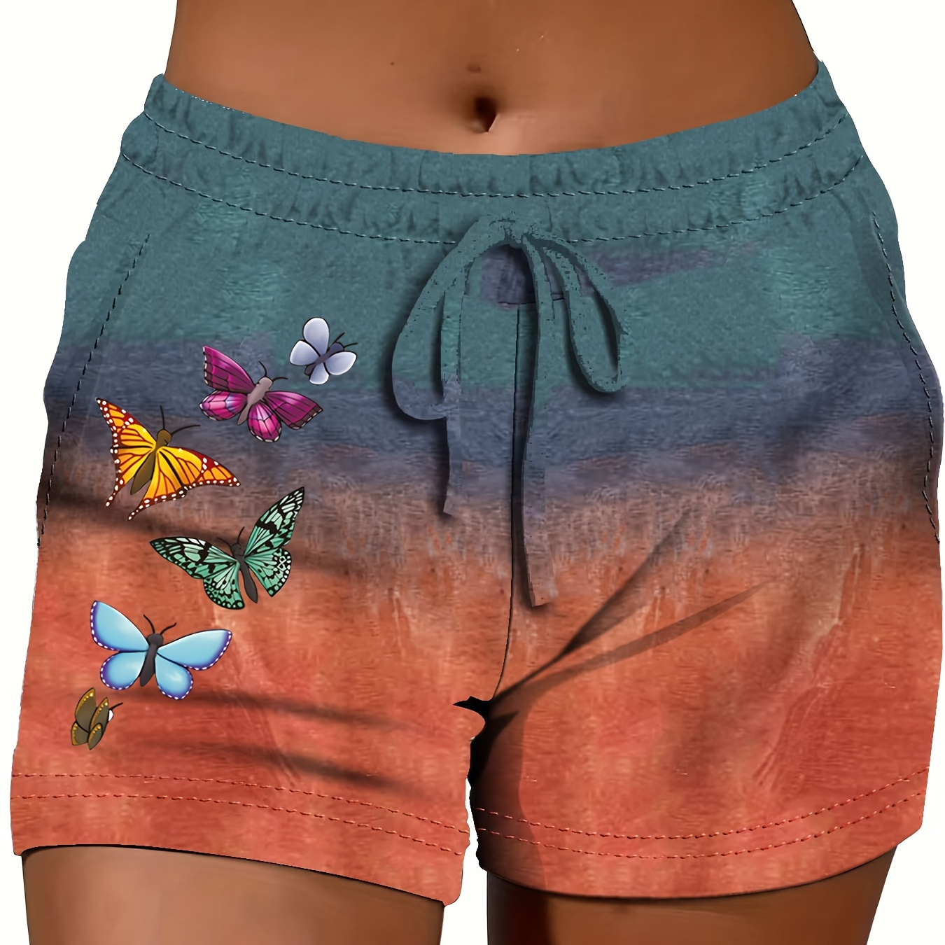 Butterfly Print Drawstring Waist Shorts, Casual High Waist Shorts For Spring & Summer, Women's Clothing
Butterfly Print Drawstring Waist Shorts, Casual High Waist Shorts For Spring & Summer, Women's Clothing