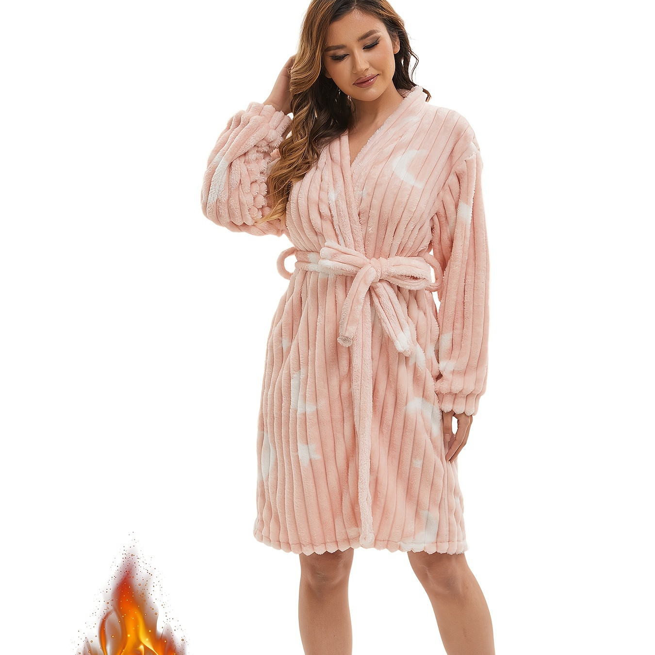 Women's Robe With Belt - Long Sleeve, V-neck, Geometric Pattern | Machine Washable | Fall/winter
Women's Robe With Belt - Long Sleeve, V-neck, Geometric Pattern | Machine Washable | Fall/winter