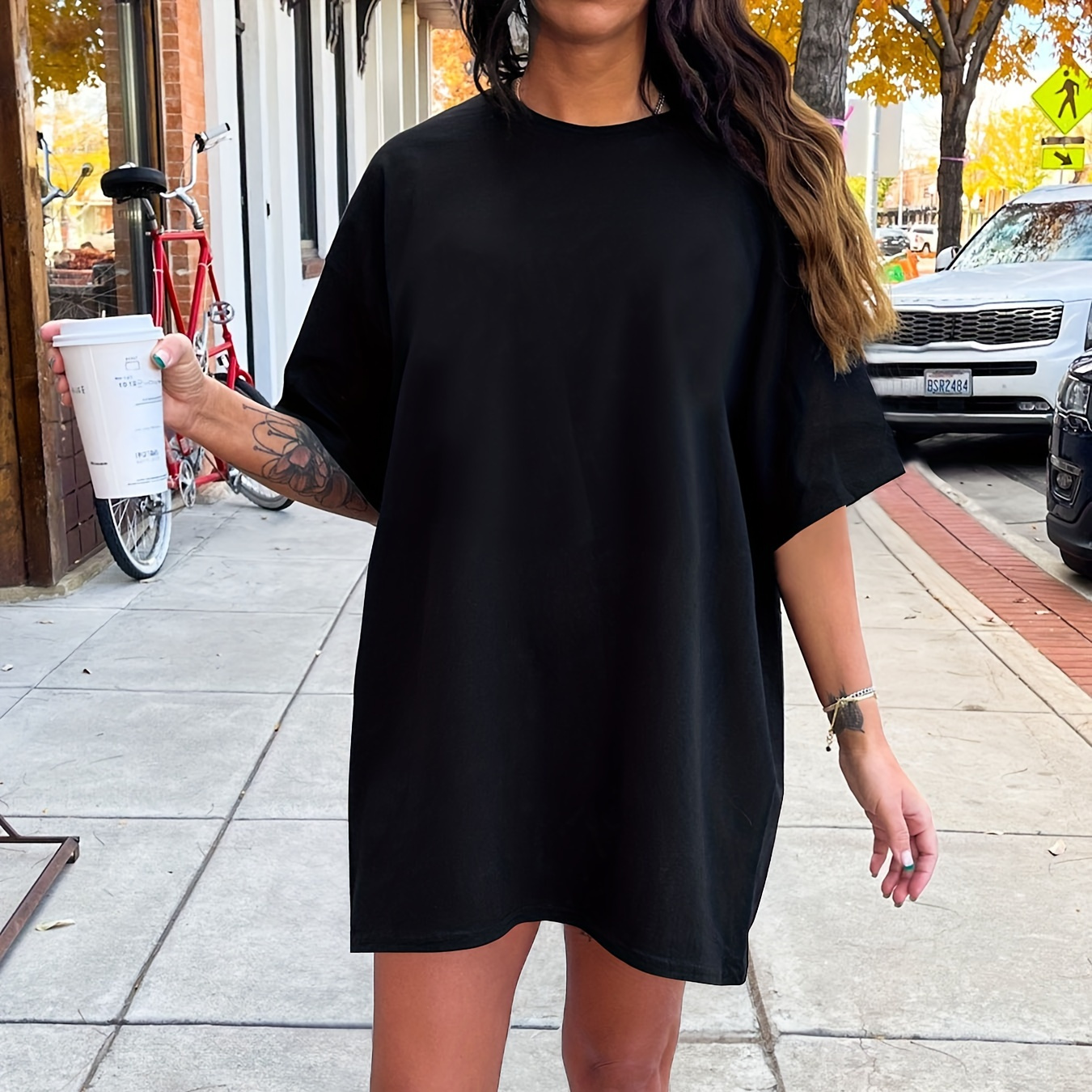 Solid Crew Neck Tee Dress, Casual Short Sleeve Dress For Spring & Summer, Women's Clothing
Solid Crew Neck Tee Dress, Casual Short Sleeve Dress For Spring & Summer, Women's Clothing