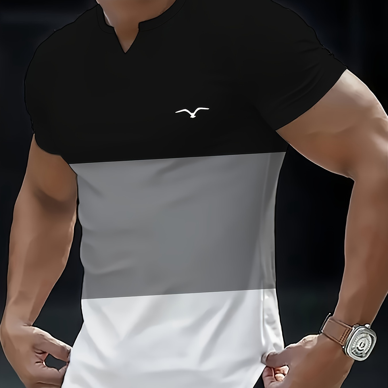 Men's Color Block V-neck Short Sleeve Sports T-shirt, Comfortable And Versatile Shirt For Summer And Spring
Men's Color Block V-neck Short Sleeve Sports T-shirt, Comfortable And Versatile Shirt For Summer And Spring