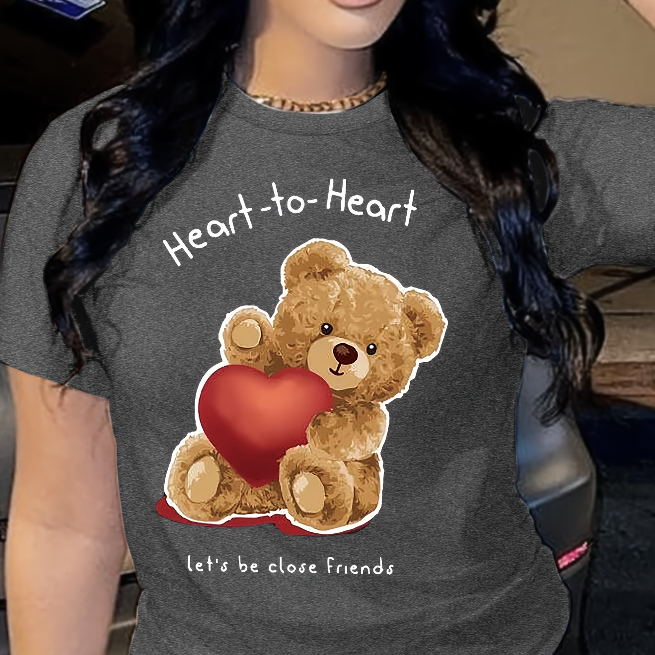 Cartoon Bear Print T-shirt, Short Sleeve Crew Neck Casual Top For Summer & Spring, Women's Clothing
Cartoon Bear Print T-shirt, Short Sleeve Crew Neck Casual Top For Summer & Spring, Women's Clothing