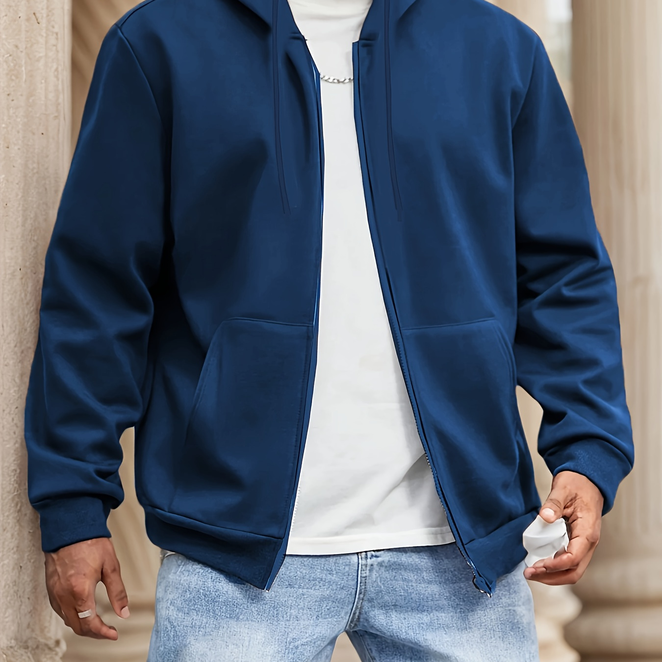 Men's Plus Size Casual Hoodie Jacket - Solid Color, Zip-up With Pockets, Polyester , Machine Washable - Spring, Fall & Winter, Plus Size
Men's Plus Size Casual Hoodie Jacket - Solid Color, Zip-up With Pockets, Polyester , Machine Washable - Spring, Fall & Winter, Plus Size