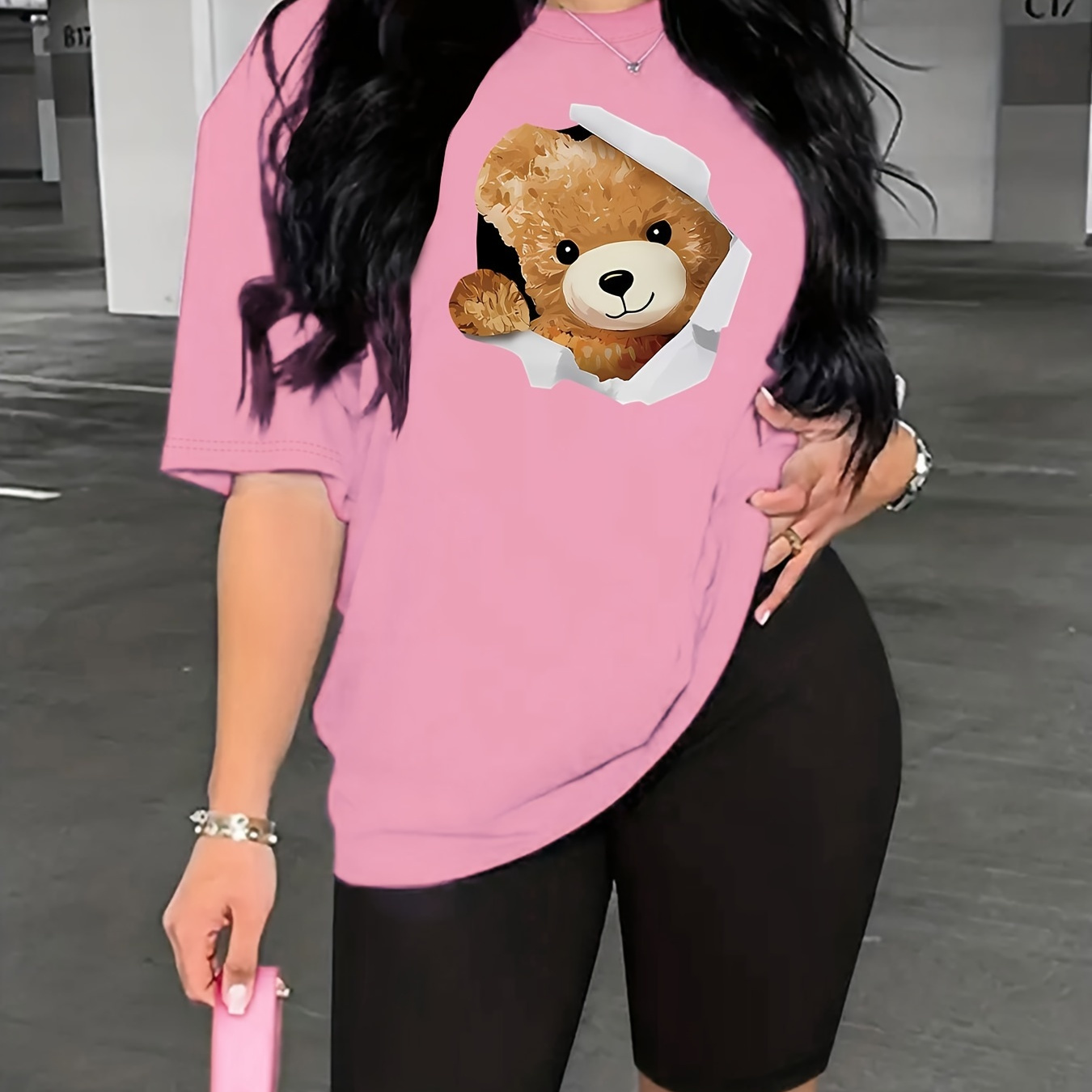 Cute Bear Print Casual 2 Piece Set, Crew Neck Short Sleeve T-shirt & Skinny Shorts Outfits, Women's Clothing
Cute Bear Print Casual 2 Piece Set, Crew Neck Short Sleeve T-shirt & Skinny Shorts Outfits, Women's Clothing