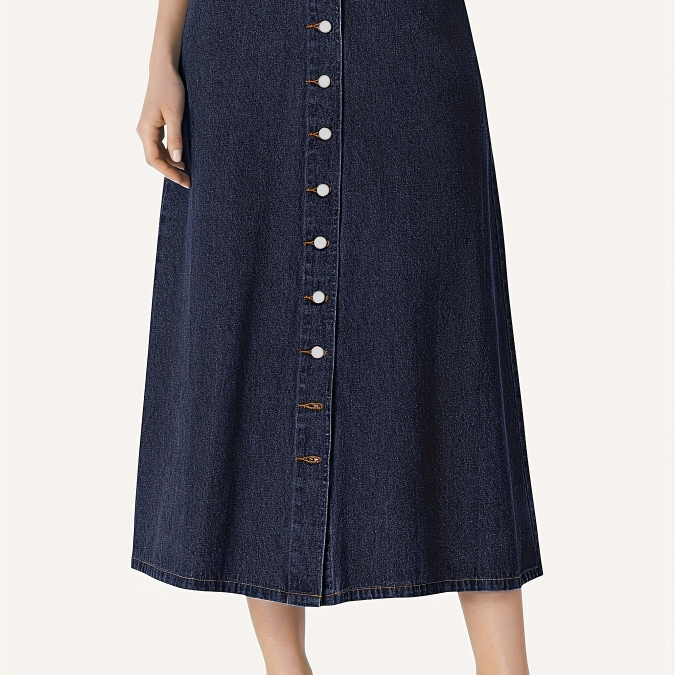 Women's Plus Size Perfect Plain Dark Washed Blue Button-front Casual A-line Maxi Denim Skirt
Women's Plus Size Perfect Plain Dark Washed Blue Button-front Casual A-line Maxi Denim Skirt