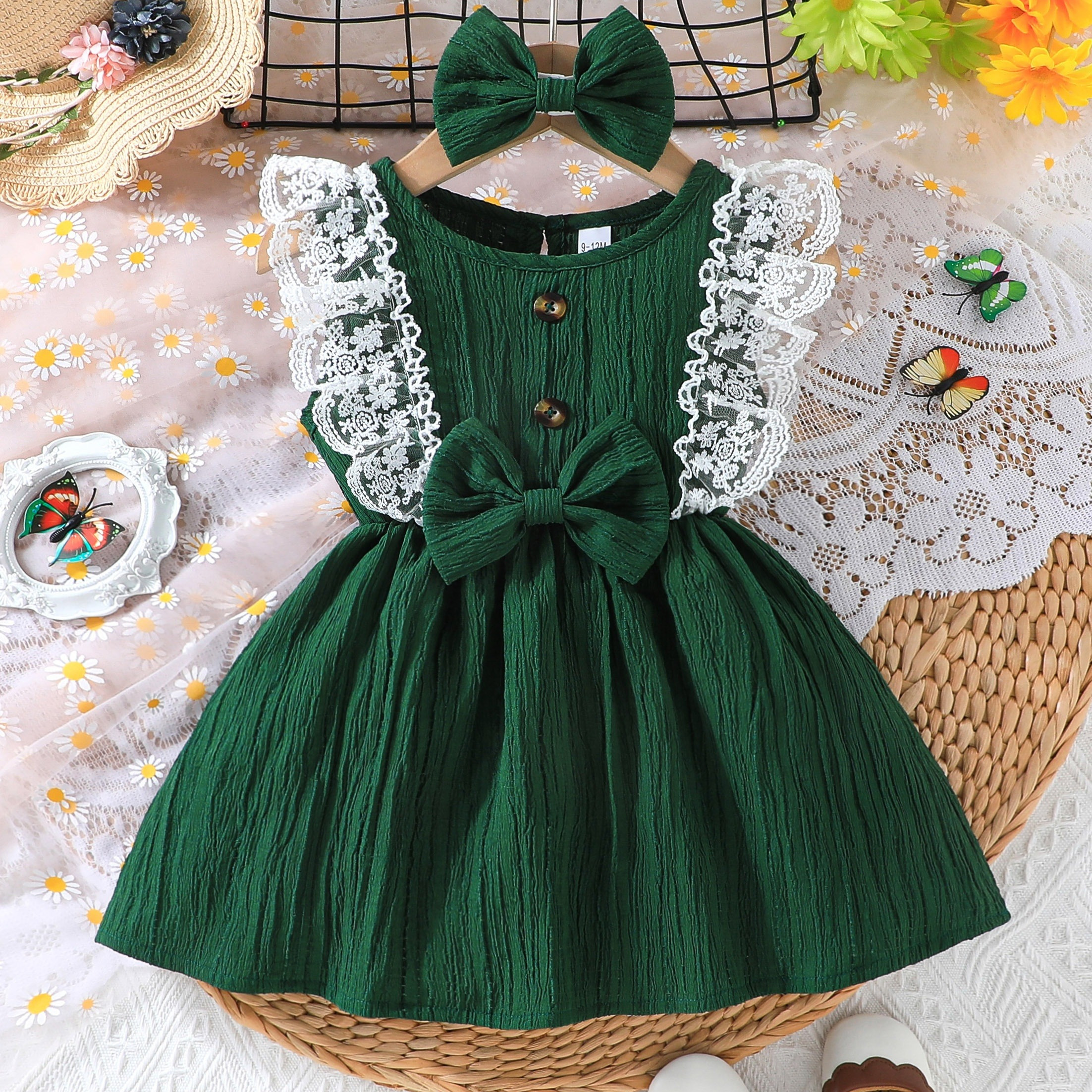 Baby's Casual Lace Button Decor Textured Sleeveless Dress, Infant & Toddler Girl's Clothing For Summer Daily Wear/holiday/party, As Gift
Baby's Casual Lace Button Decor Textured Sleeveless Dress, Infant & Toddler Girl's Clothing For Summer Daily Wear/holiday/party, As Gift