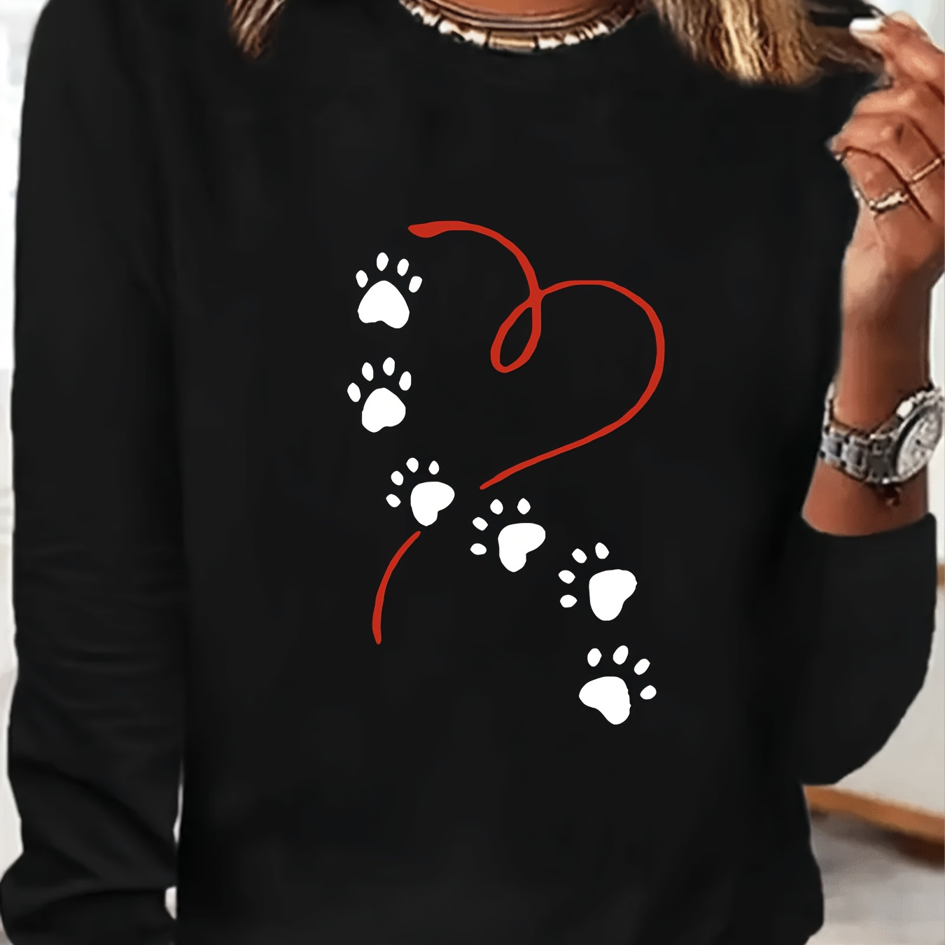 Women's Long Sleeve Round Neck T-shirt Casual Sports Simple Dog Paw Print Graphic, Women's Sportswear & Clothing
Women's Long Sleeve Round Neck T-shirt Casual Sports Simple Dog Paw Print Graphic, Women's Sportswear & Clothing