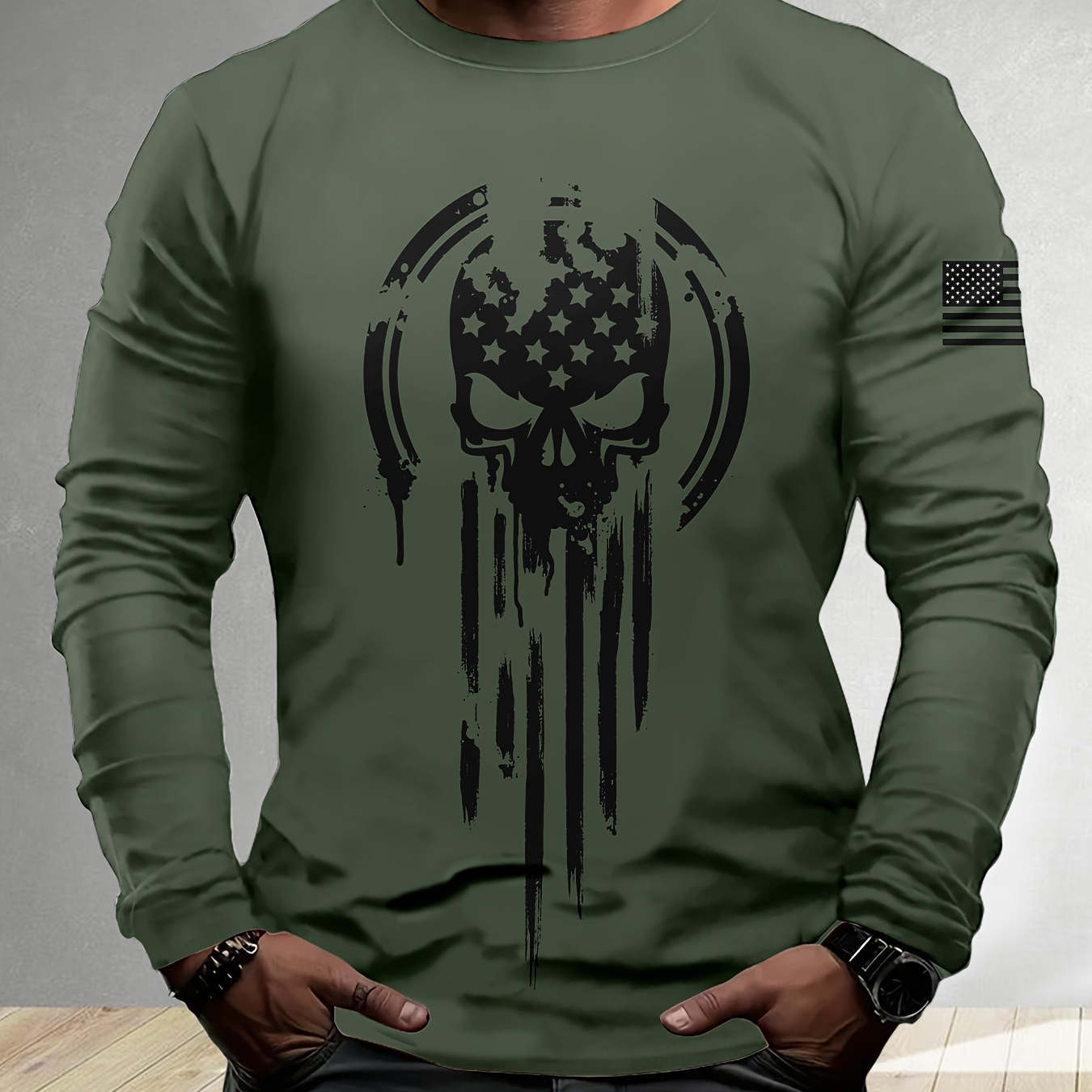 & American Flag Graphic Men's Long Sleeve T-shirt - Casual, For Spring/fall, Outdoor Activities
& American Flag Graphic Men's Long Sleeve T-shirt - Casual, For Spring/fall, Outdoor Activities