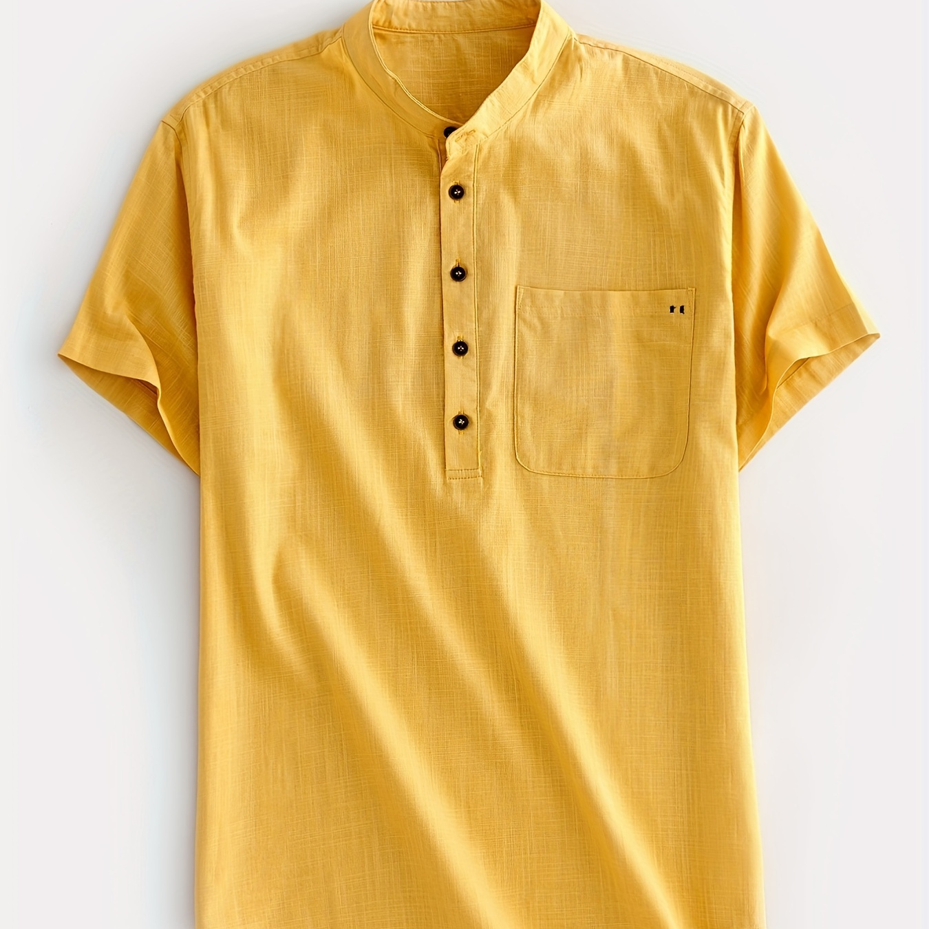 Men's Retro Solid Cotton Stand Collar Shirt With Chest Pocket And Half Button, Men's Summer Clothing
Men's Retro Solid Cotton Stand Collar Shirt With Chest Pocket And Half Button, Men's Summer Clothing