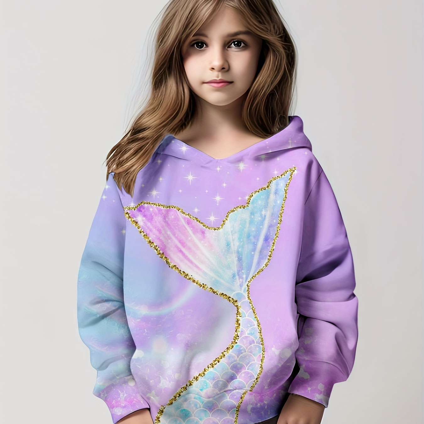 Cartoon Mermaid Print, Girls Pullover Long Sleeve Trendy Cute Hooded Sweatshirt Tops, Kids Fall/ Winter Clothing Gifts
Cartoon Mermaid Print, Girls Pullover Long Sleeve Trendy Cute Hooded Sweatshirt Tops, Kids Fall/ Winter Clothing Gifts