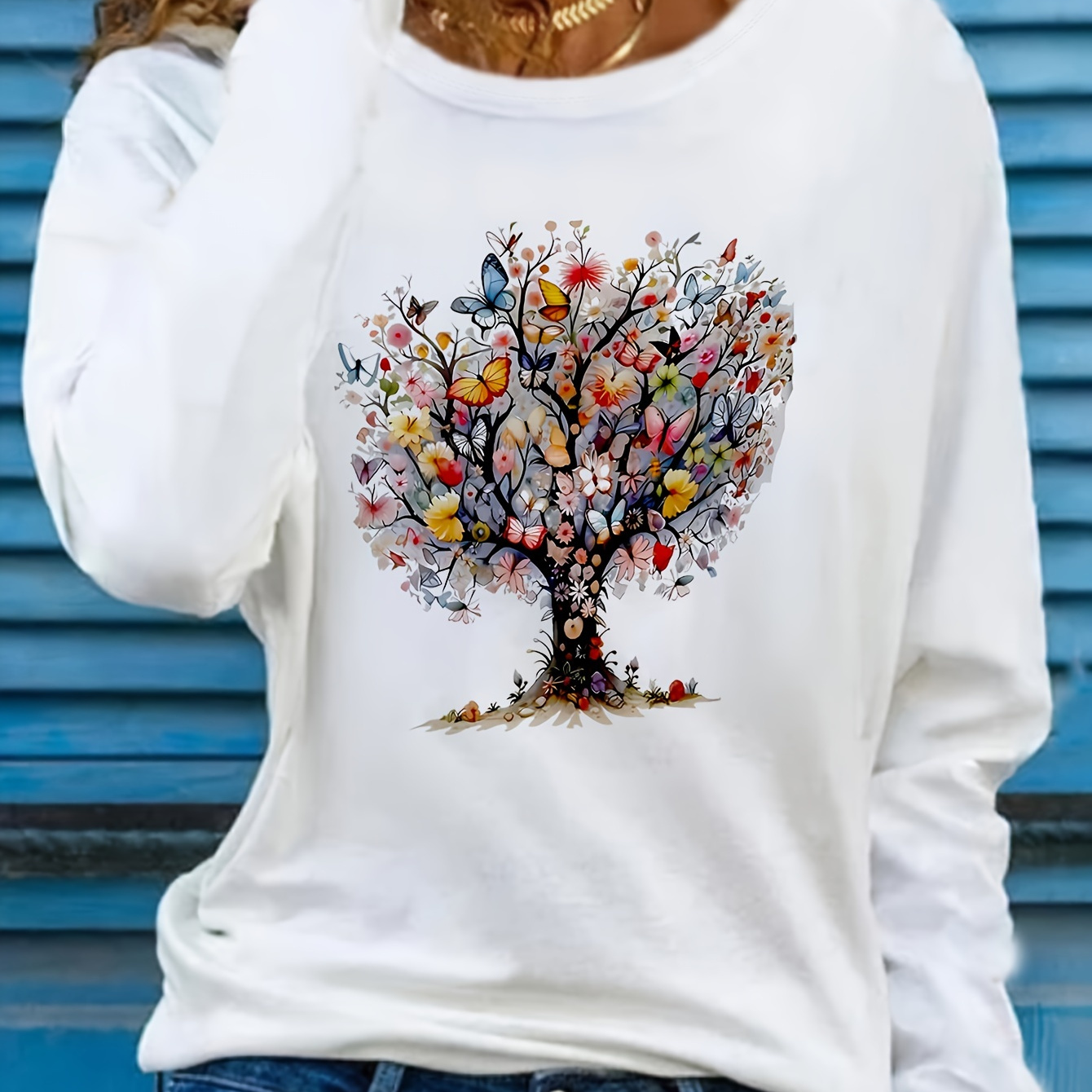 Size Women's T-shirt With Print - Casual Long Sleeve, Round Neck Top, Stretchy Polyester , Machine Washable
Size Women's T-shirt With Print - Casual Long Sleeve, Round Neck Top, Stretchy Polyester , Machine Washable