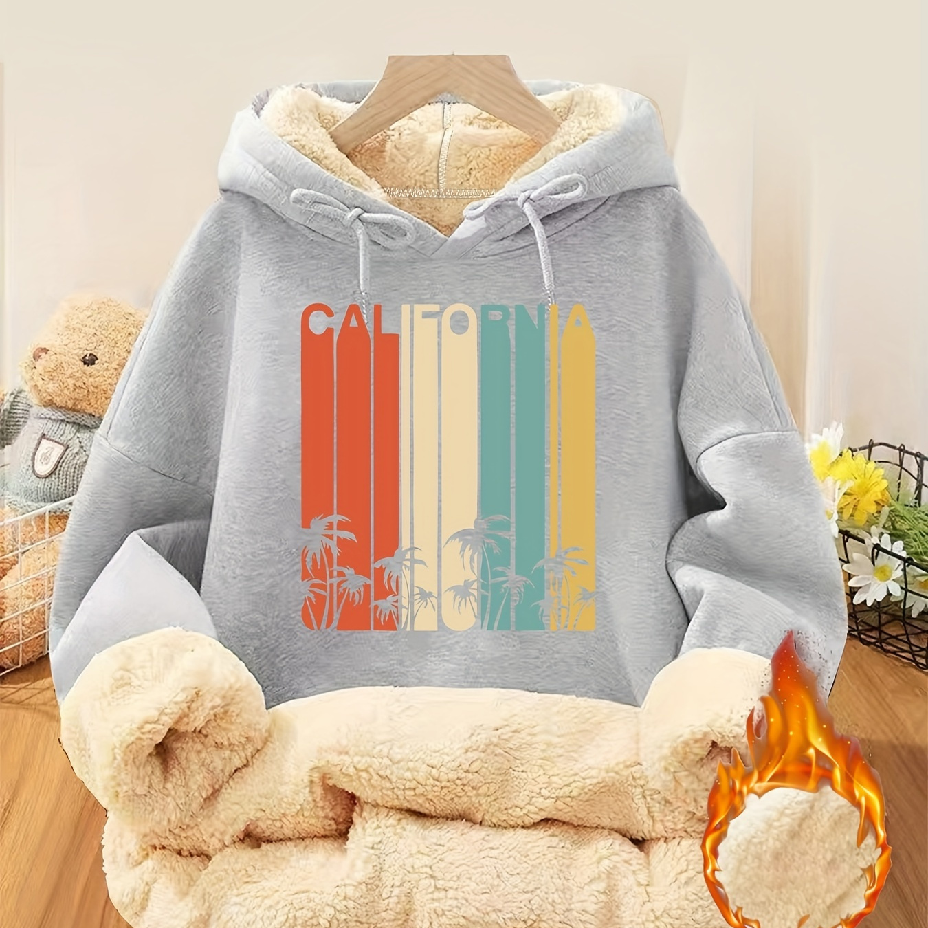 Trendy , Cozy Plus Size Fleece-lined Hoodie For Women - Casual Pullover With Drawstring, Kangaroo Pocket, And Tropical Print - Fall & Winter
Trendy , Cozy Plus Size Fleece-lined Hoodie For Women - Casual Pullover With Drawstring, Kangaroo Pocket, And Tropical Print - Fall & Winter
