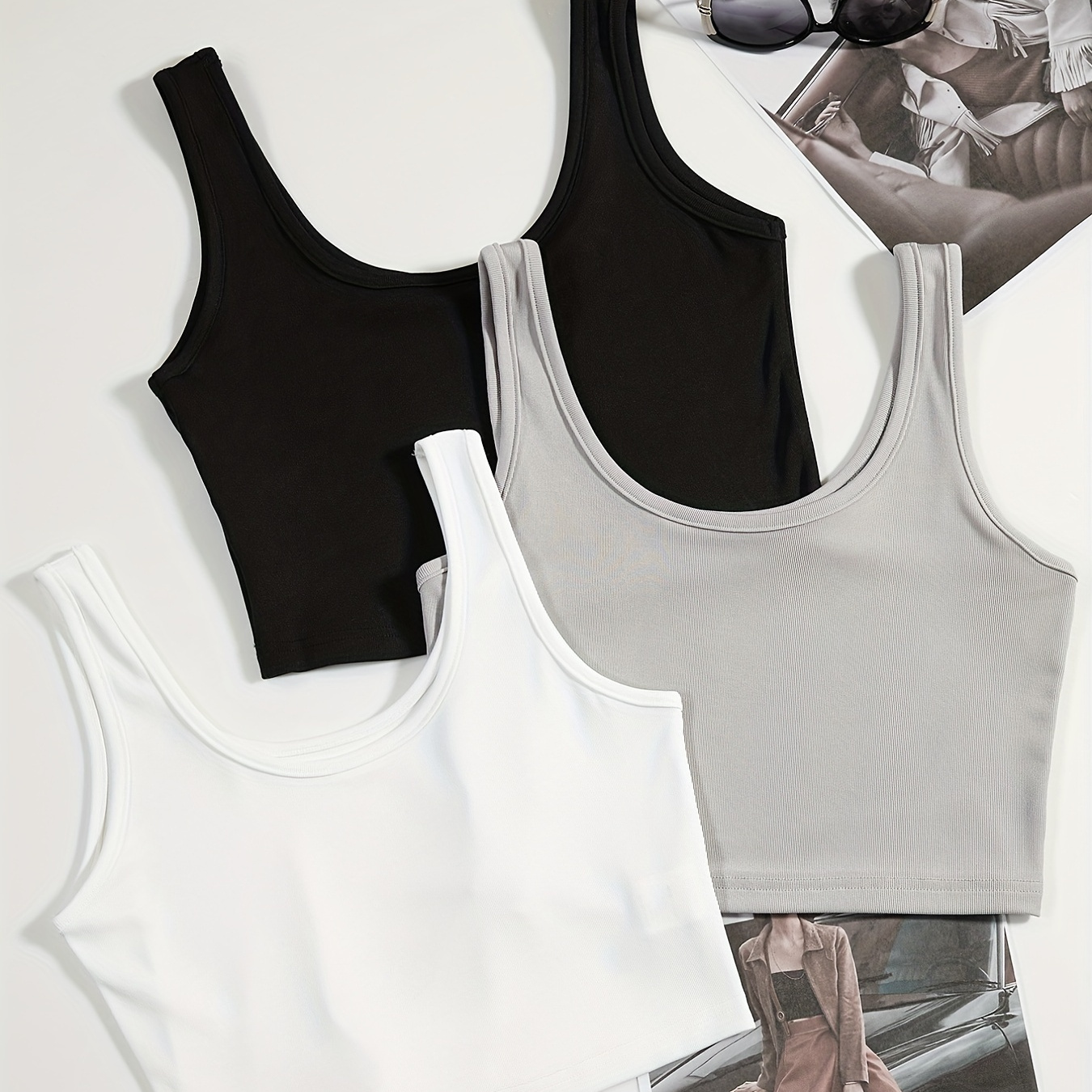 Versatile Solid Tank Top 3 Pack, Sexy Crew Neck Summer Sleeveless Top, Women's Clothing
Versatile Solid Tank Top 3 Pack, Sexy Crew Neck Summer Sleeveless Top, Women's Clothing