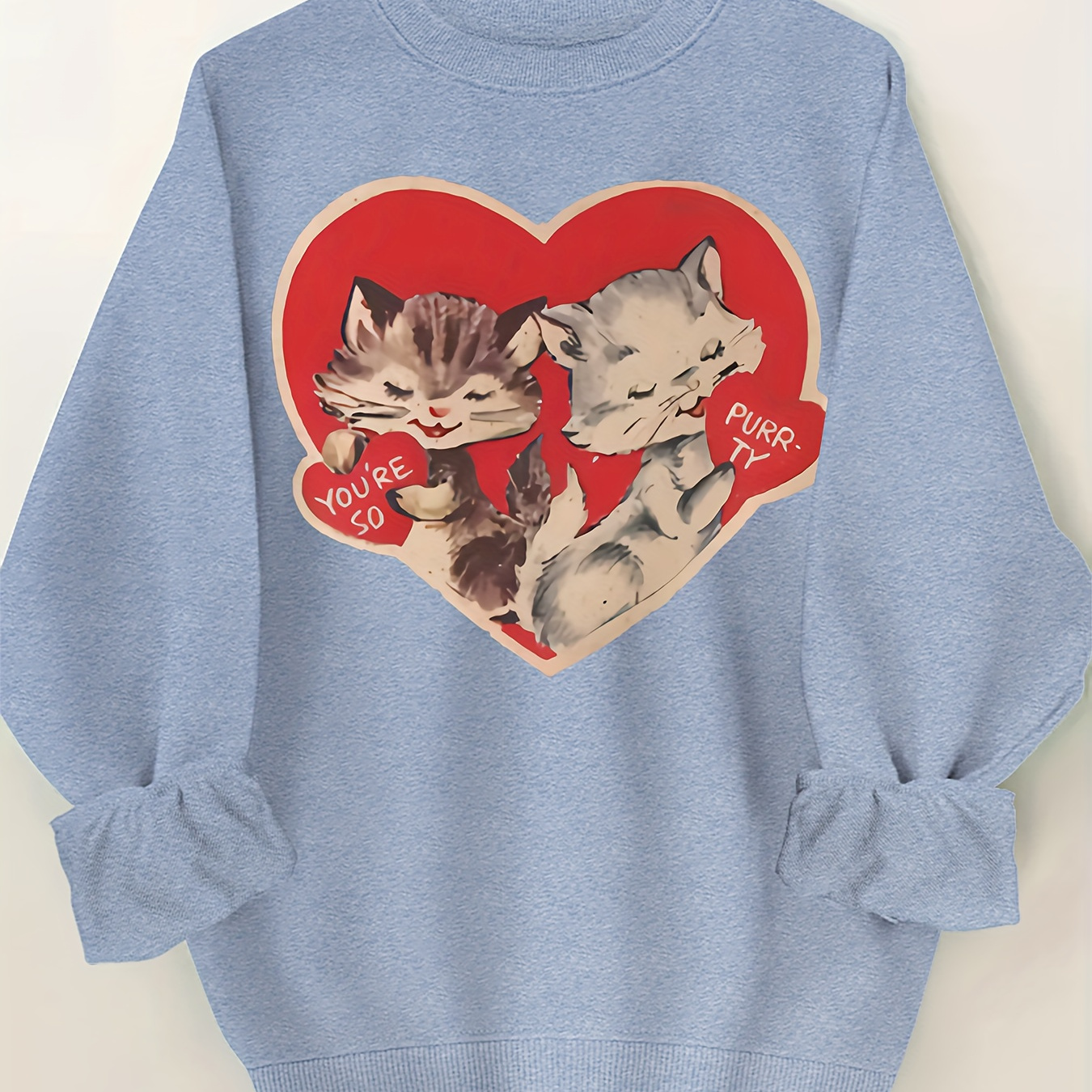 Plus Size Cute Cat Print Sweatshirt, Crew Neck Casual Sweatshirt For Fall & Spring, Women's Plus Size Clothing
Plus Size Cute Cat Print Sweatshirt, Crew Neck Casual Sweatshirt For Fall & Spring, Women's Plus Size Clothing