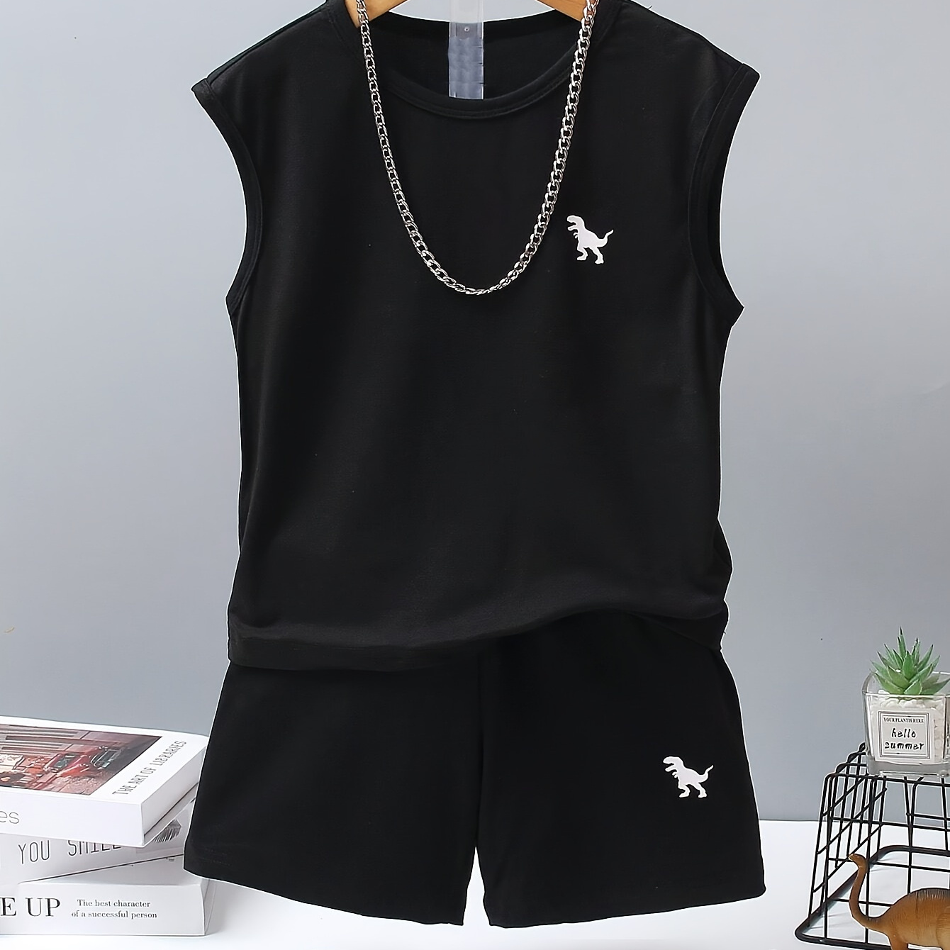 2pcs Dinosaur Graphic Print Boys Creative Sleeveless Tank Tops&shorts Set, Casual Crew Neck Vest&shorts, Boys Clothing
2pcs Dinosaur Graphic Print Boys Creative Sleeveless Tank Tops&shorts Set, Casual Crew Neck Vest&shorts, Boys Clothing
