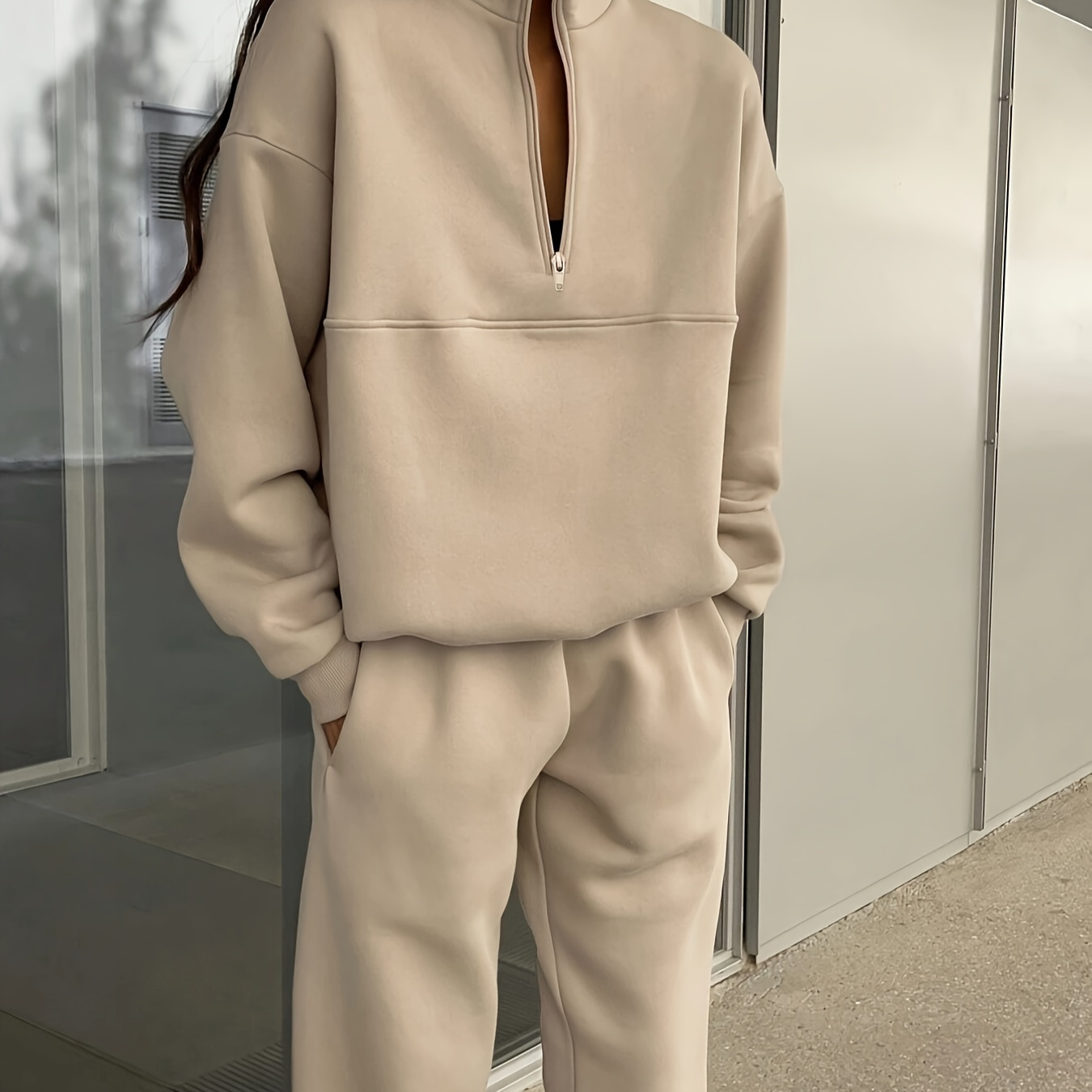 Women's Casual Fashion 2pcs Set, Elegant Stand Collar Sweatshirt And Pants, Solid Color, Polyester 95% Spandex 5%, Knit Fabric, 250g/m², Fall/winter , Sporty Style
Women's Casual Fashion 2pcs Set, Elegant Stand Collar Sweatshirt And Pants, Solid Color, Polyester 95% Spandex 5%, Knit Fabric, 250g/m², Fall/winter , Sporty Style